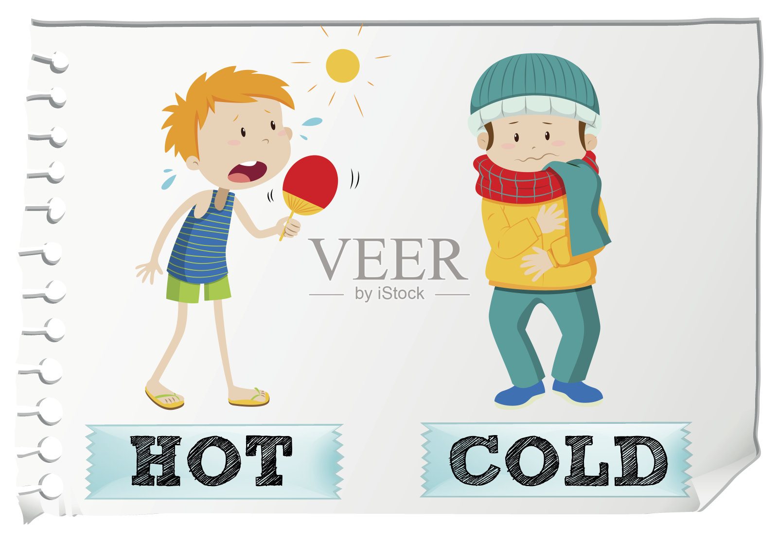 与形容词hot和cold相反插画图片素材