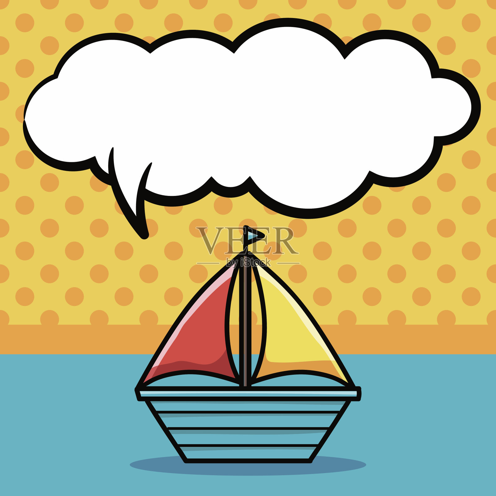 船上涂鸦，言语泡泡插画图片素材