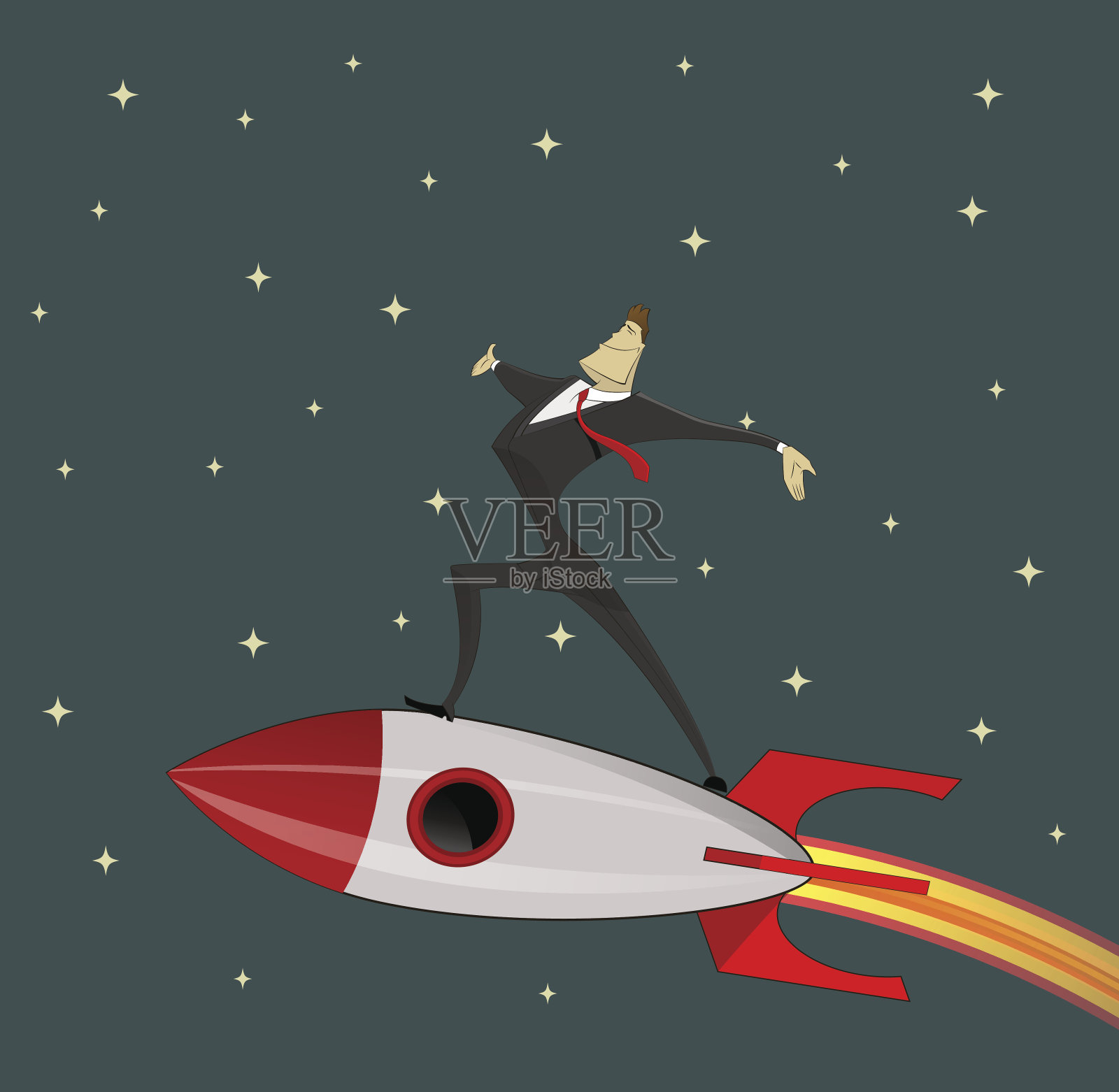 商人在火箭。插画图片素材