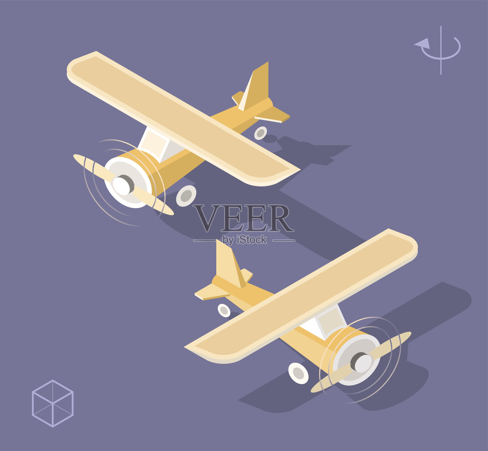 飞机与阴影。插画图片素材