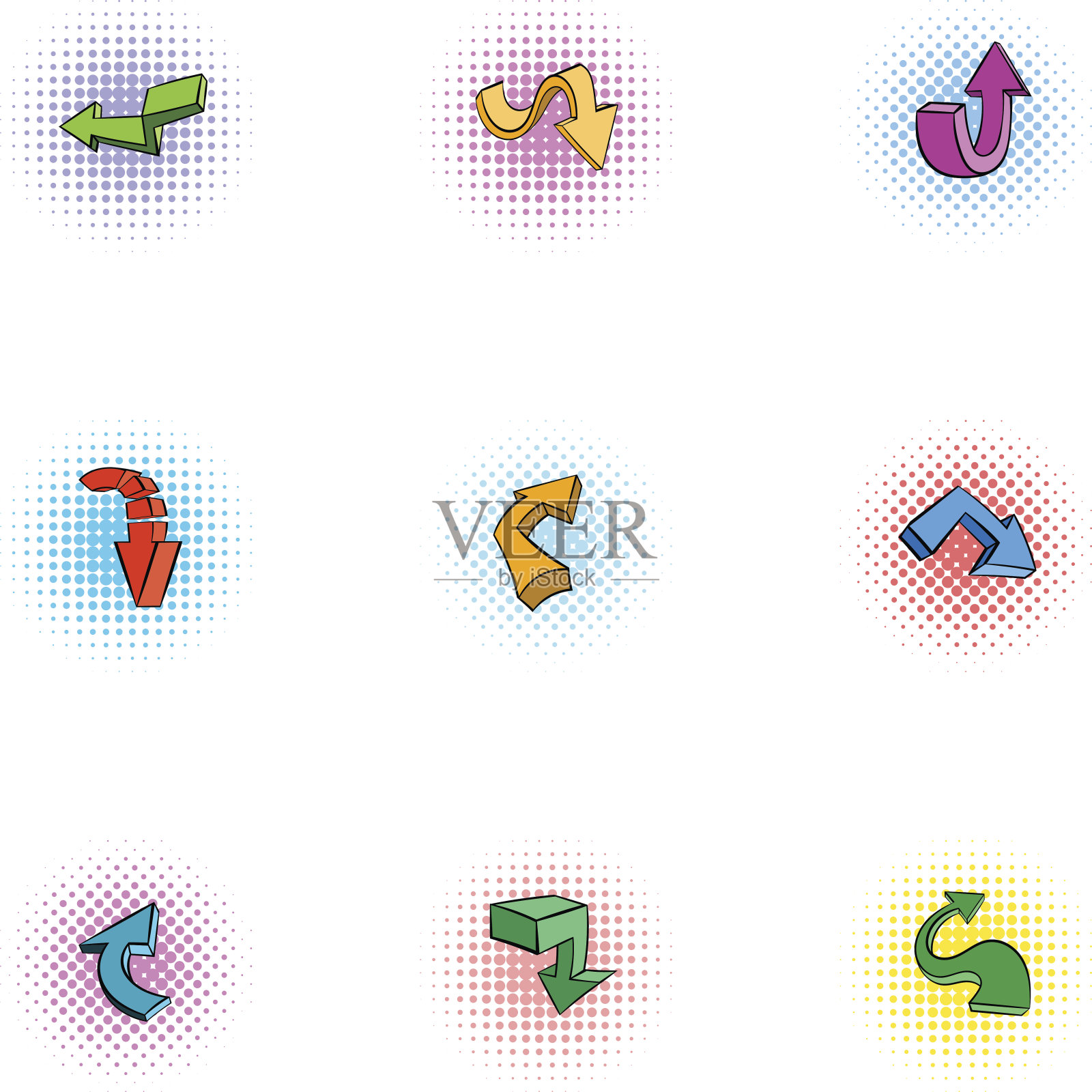 箭头图标设置，波普艺术风格图标素材