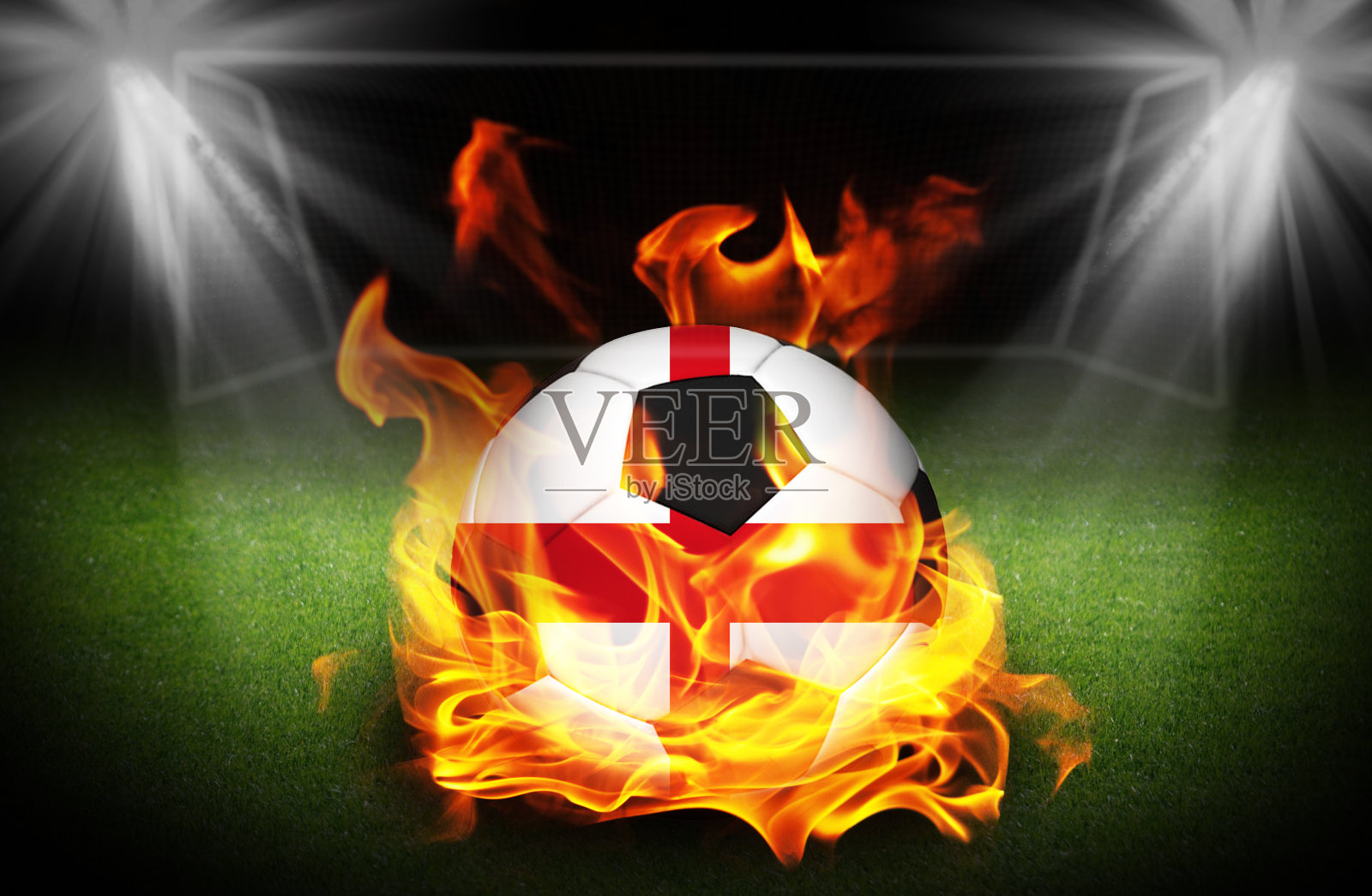 英格兰足球着火了照片摄影图片