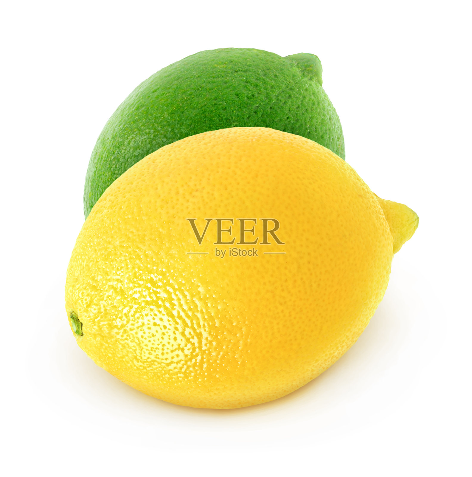 白色背景上有新鲜的柠檬和酸橙照片摄影图片