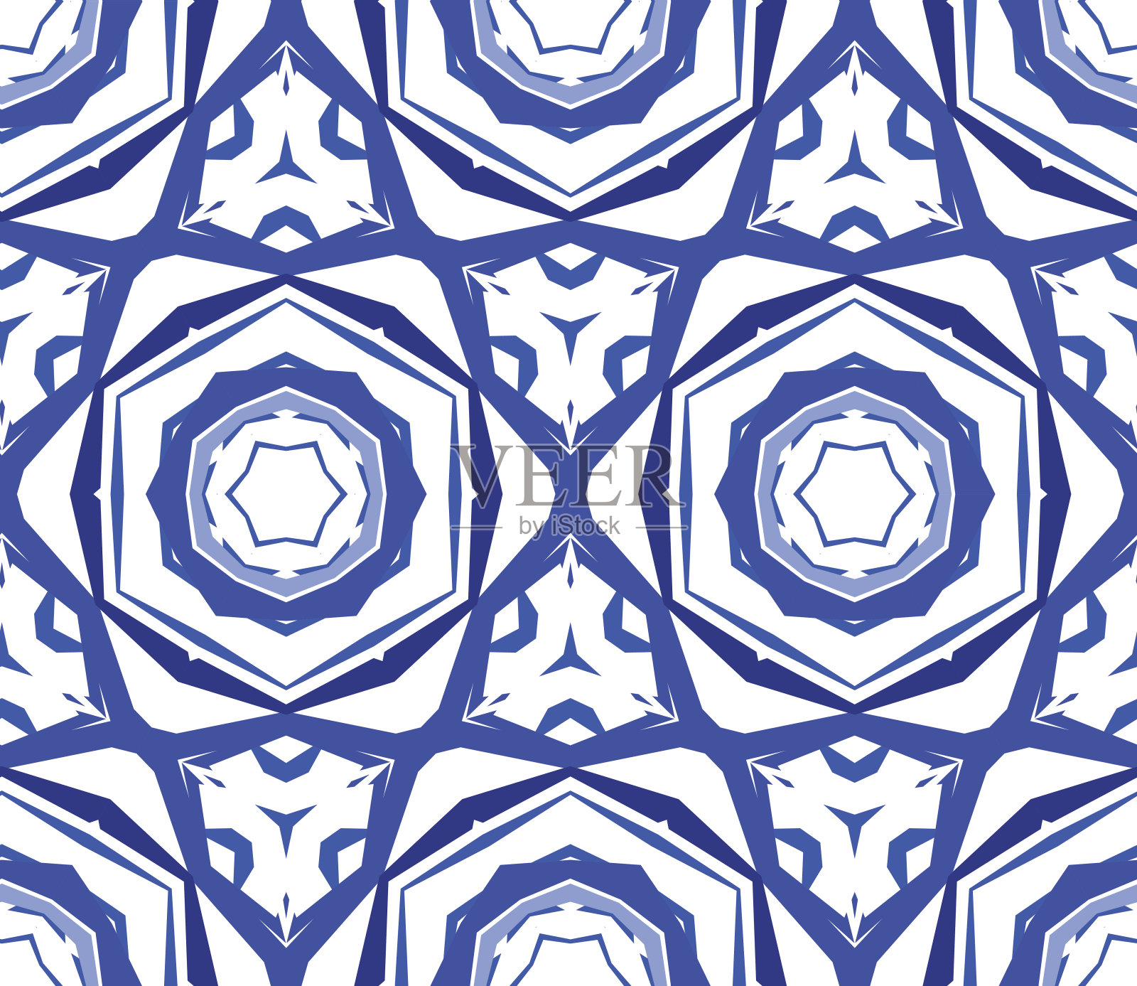 万花筒蓝花饰品插画图片素材