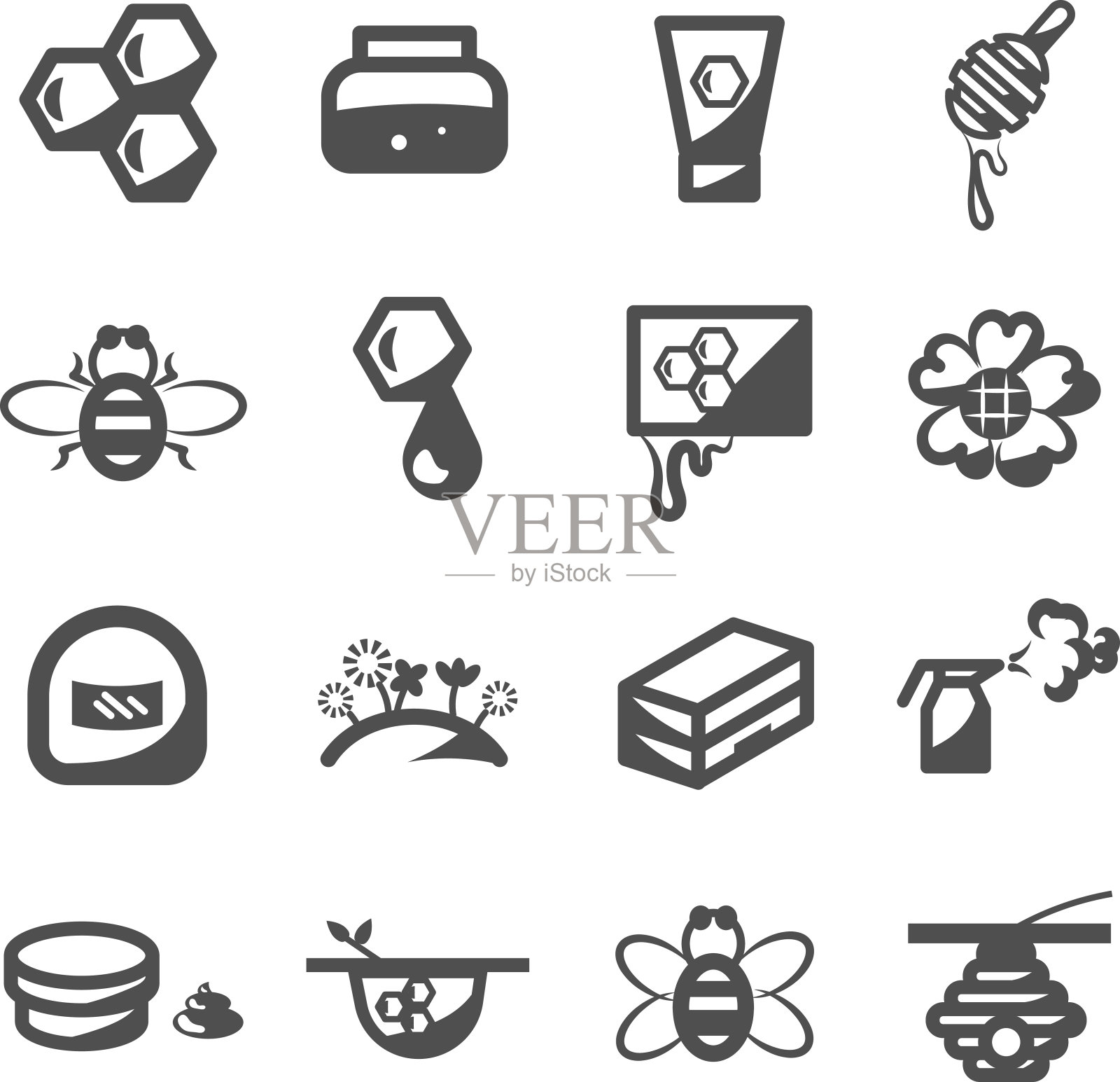 蜜蜂蜂蜜图标设置向量图标素材