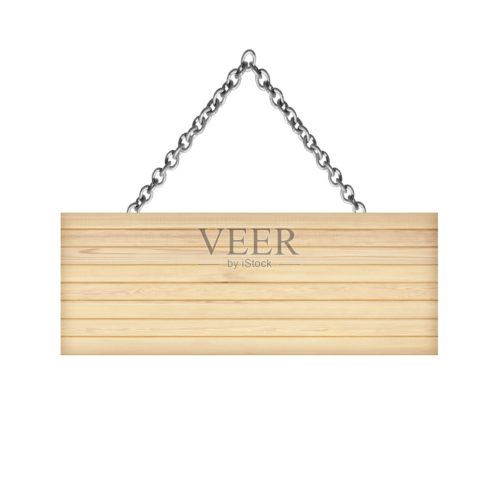 木牌上挂着一条链子，孤立在白色上照片摄影图片