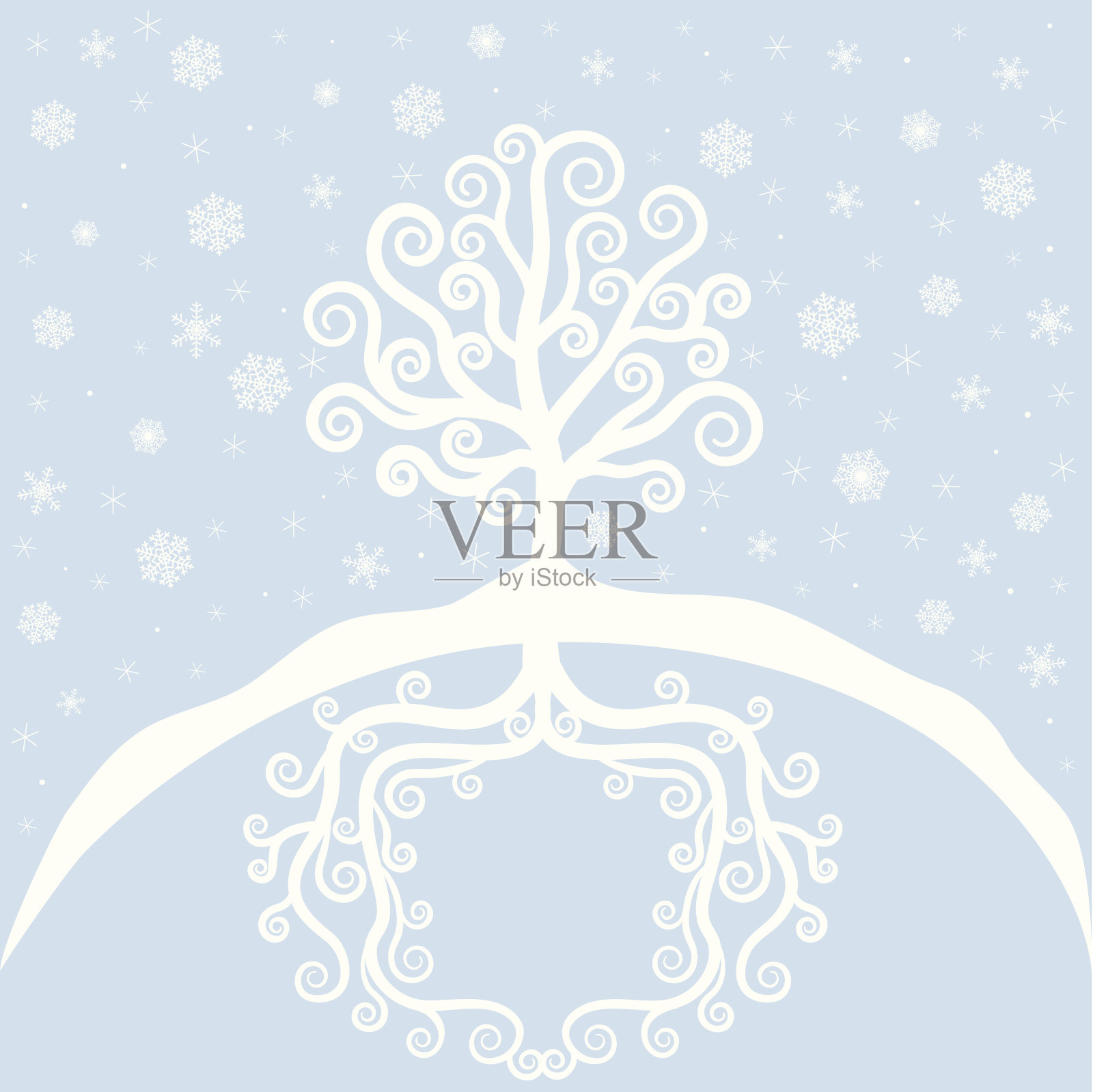 冬天的树和雪插画图片素材