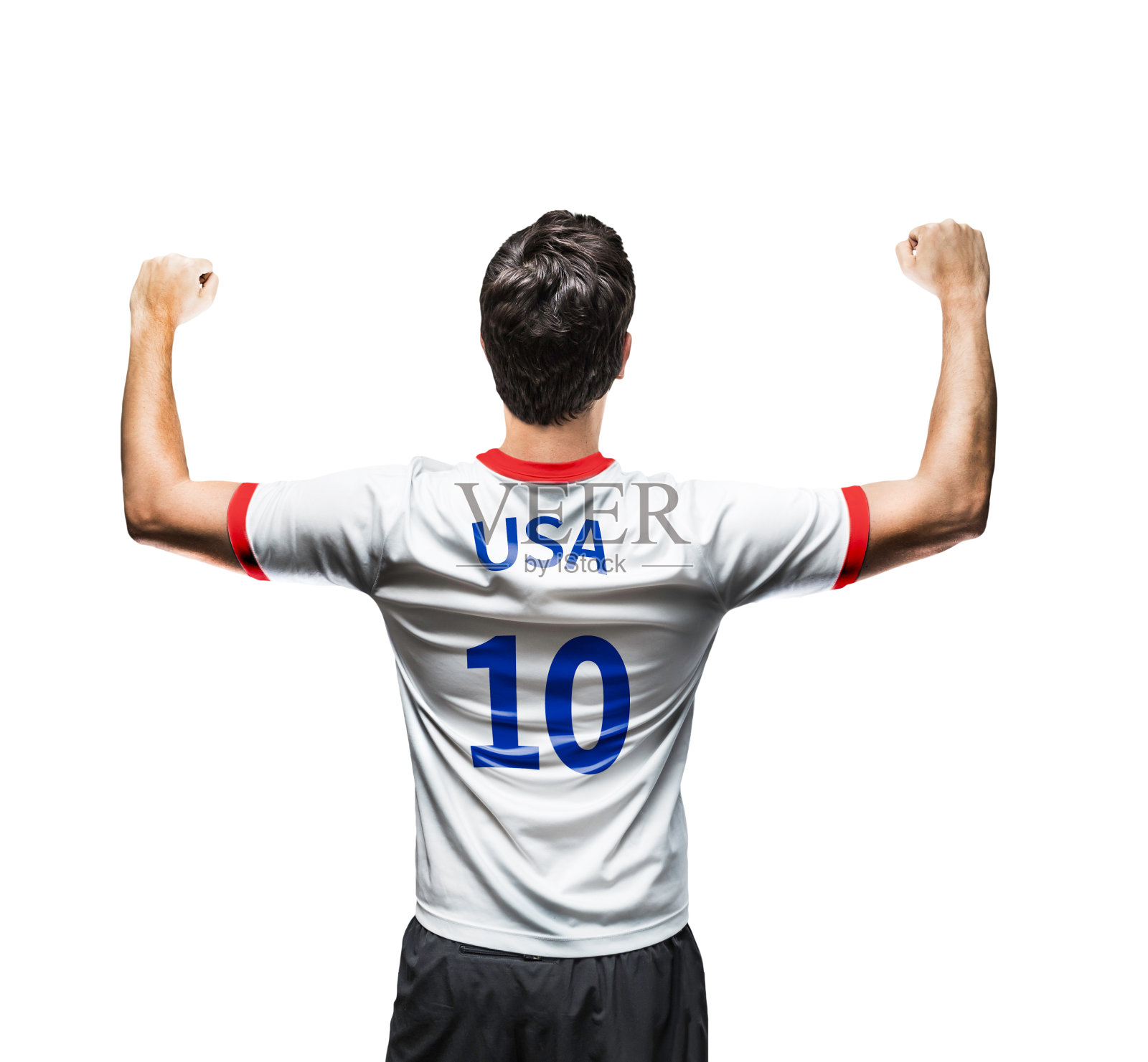 美国球迷/运动员穿着制服庆祝照片摄影图片