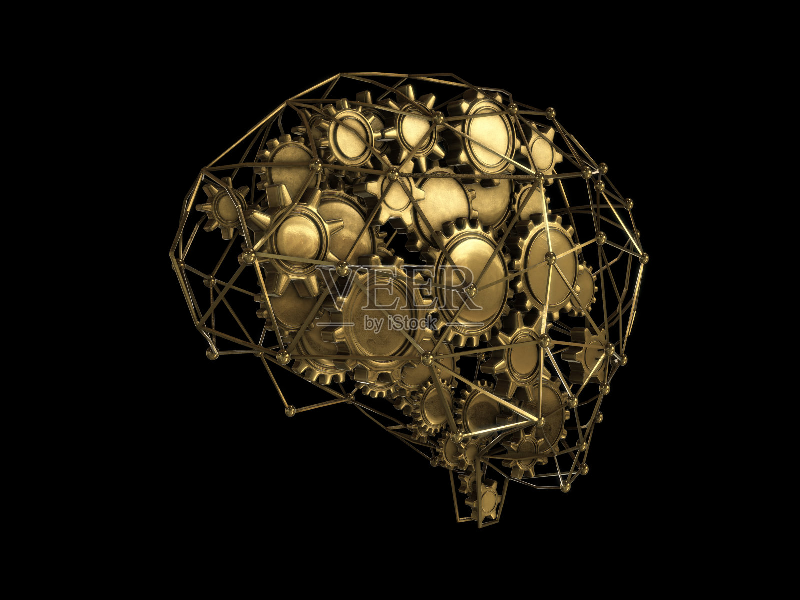 大脑概念齿轮，抽象大脑。3D渲染照片摄影图片