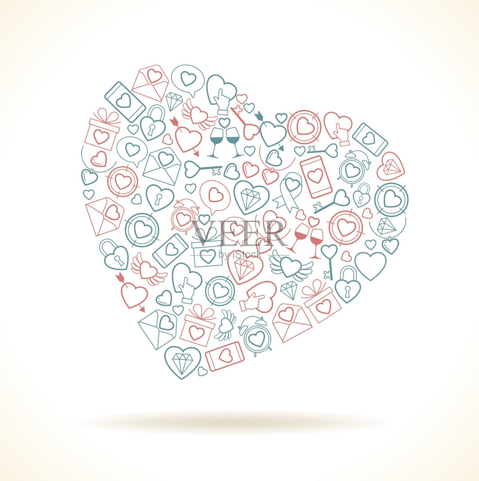 情人节心形的爱情图标。插画图片素材