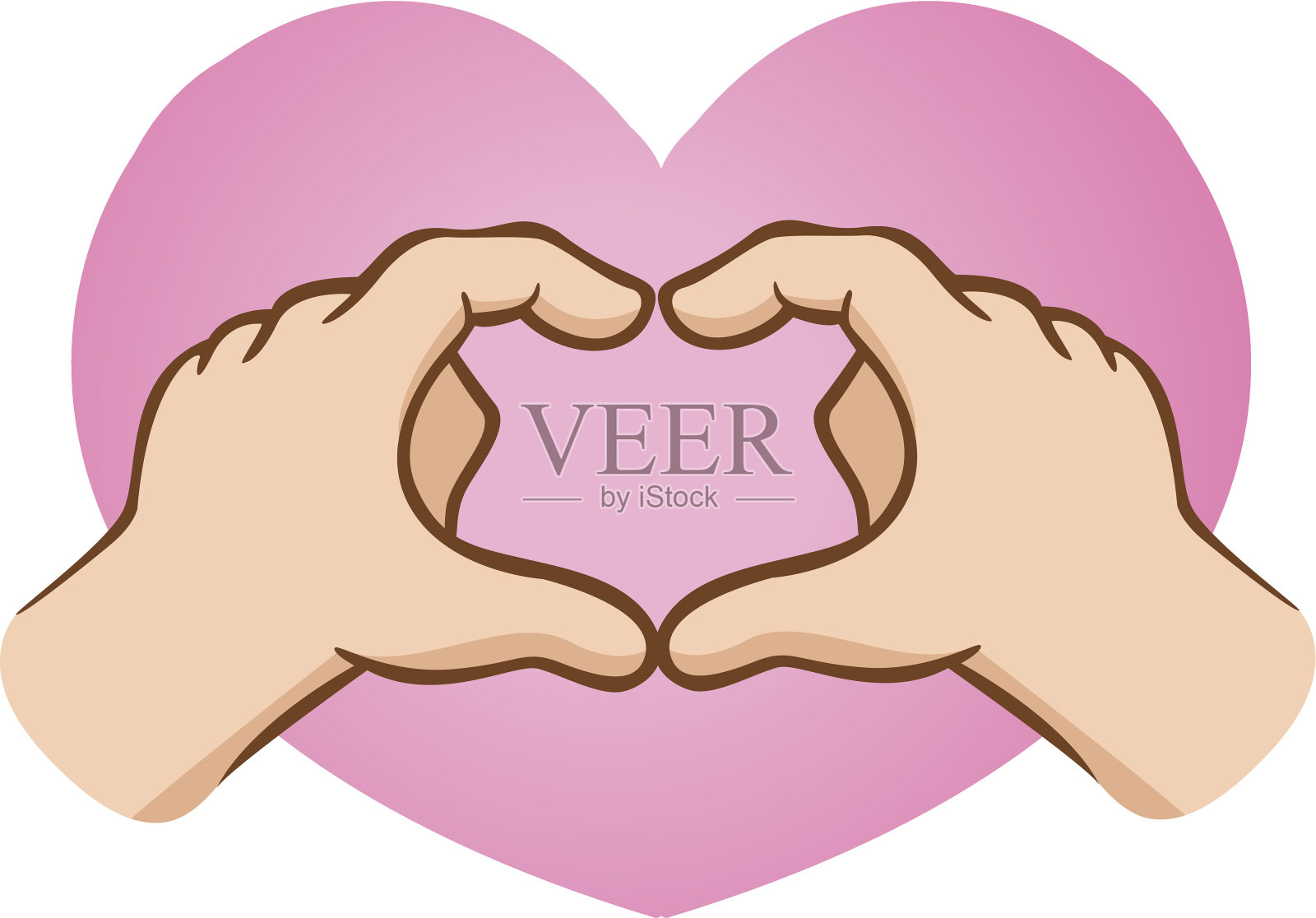 双手形成一颗心插画图片素材