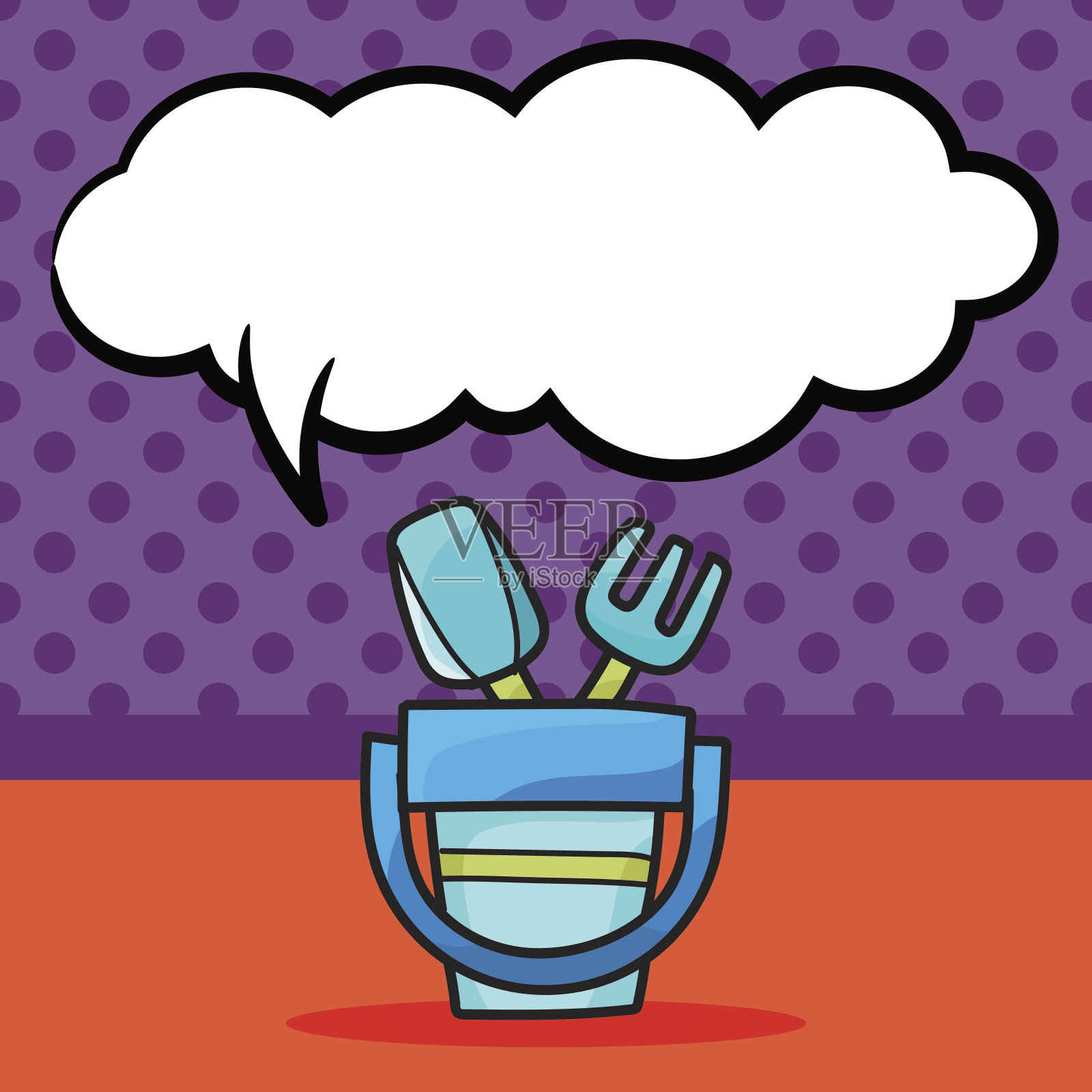 沙桶涂鸦，言语泡泡插画图片素材