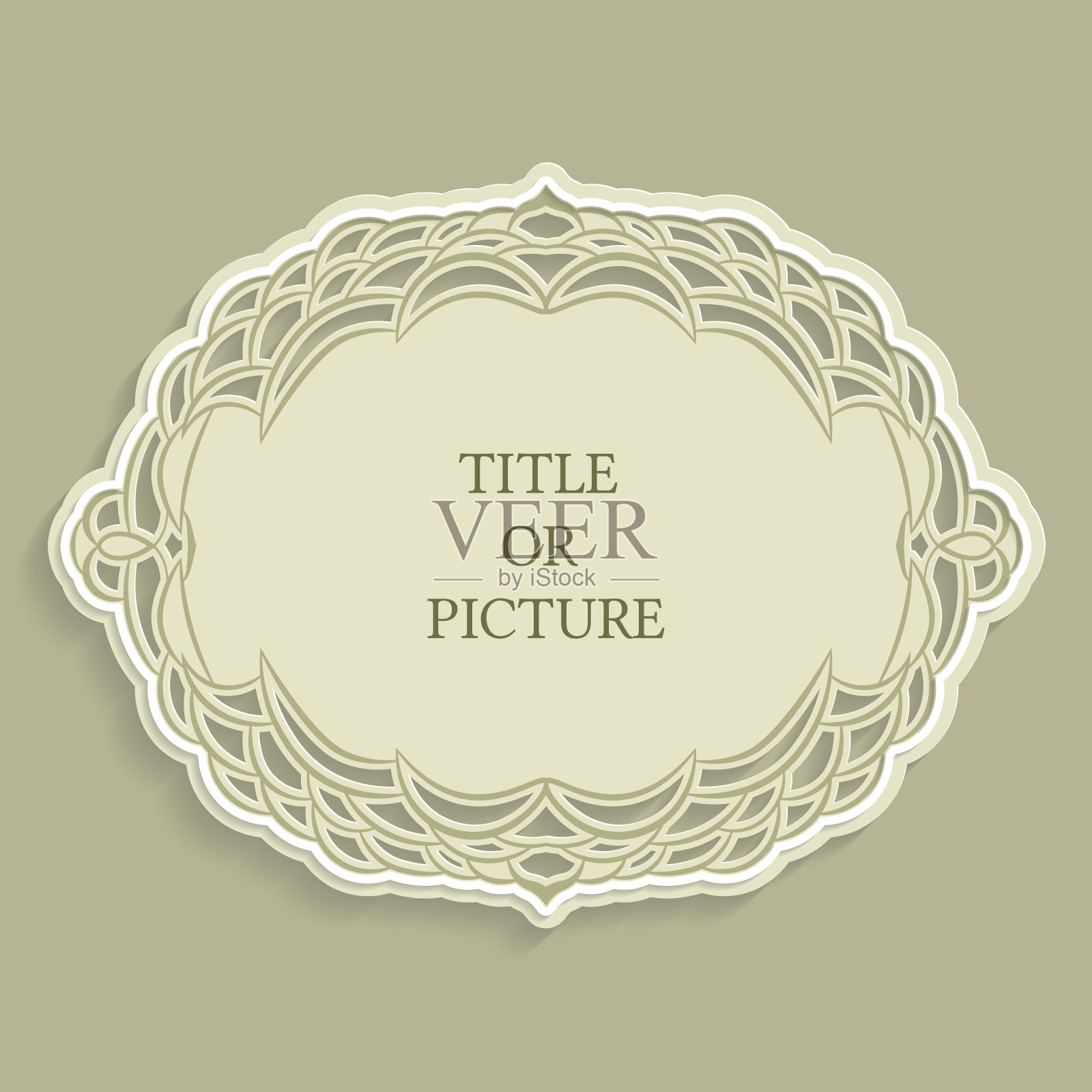 矢量标签，古董框为题字，书法装饰，模板剪纸，3D效果。插画图片素材