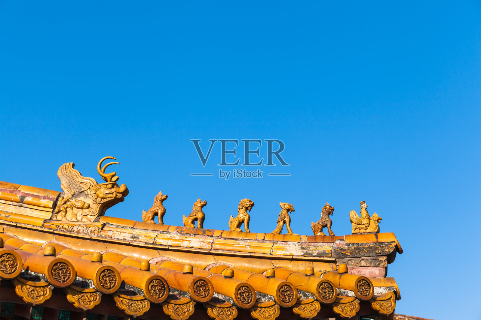 紫禁城的屋顶雕像照片摄影图片