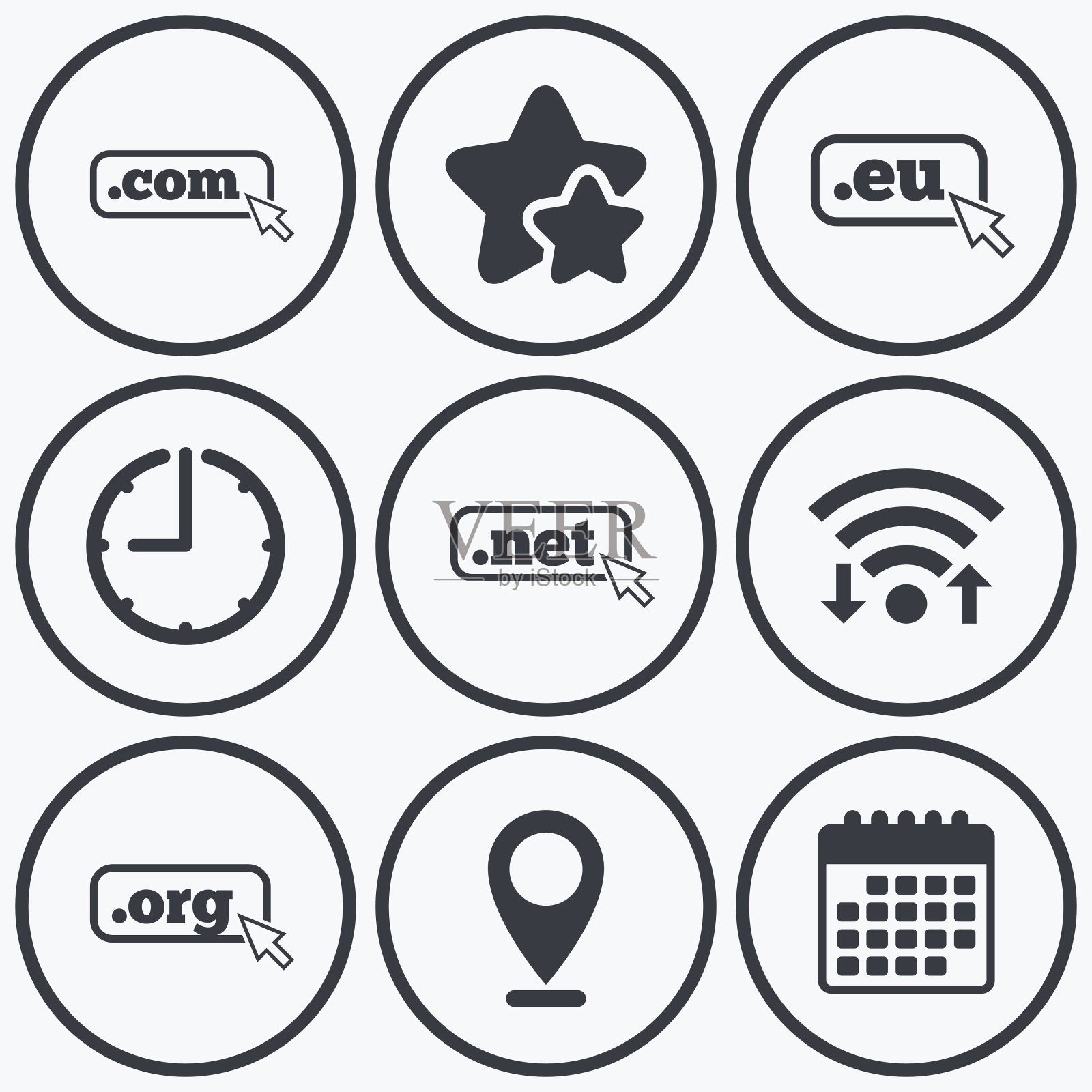 顶级域名的迹象。Com, Eu, Net和Org。插画图片素材