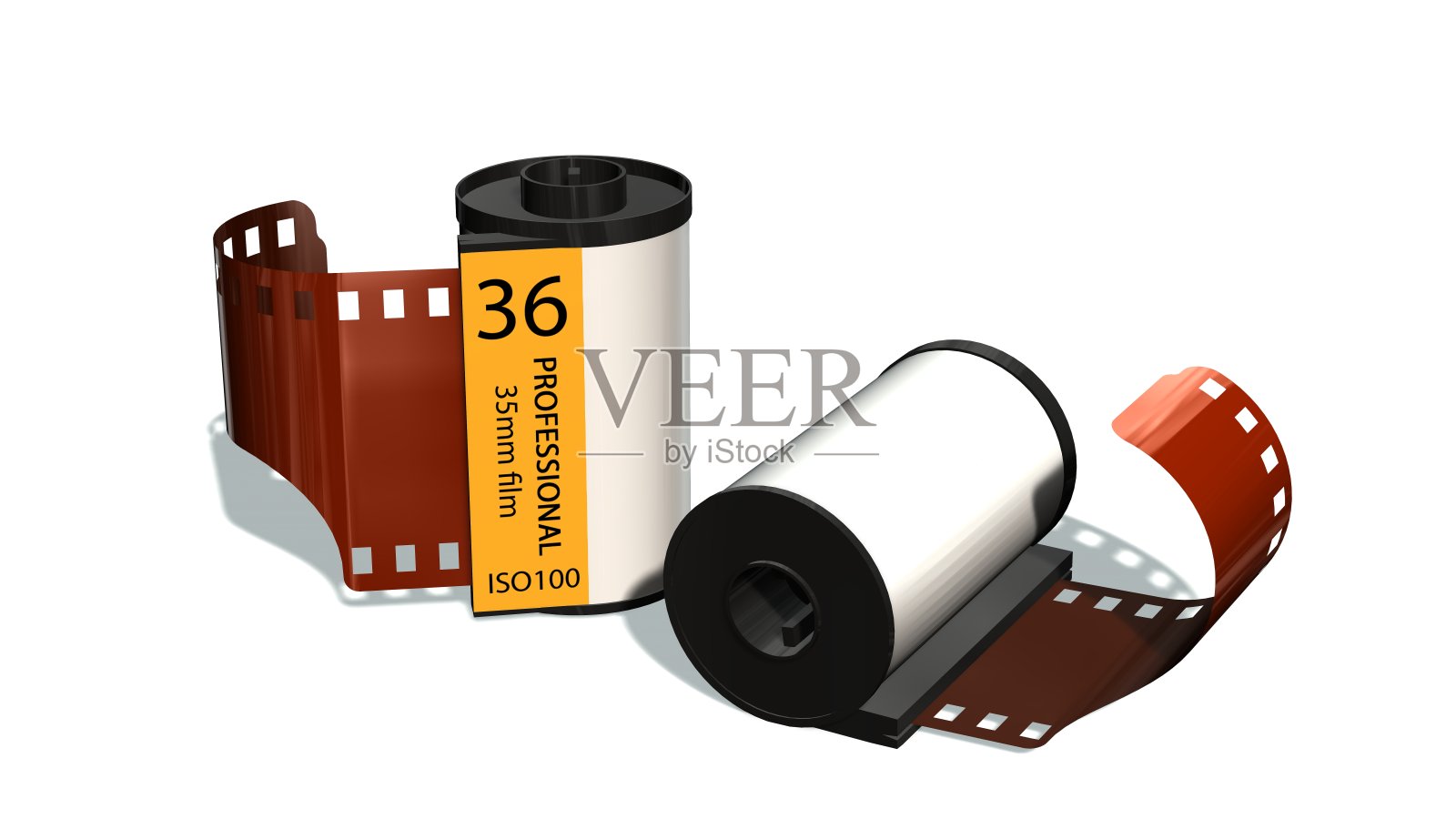 35毫米相机胶卷容器隔离在白色照片摄影图片