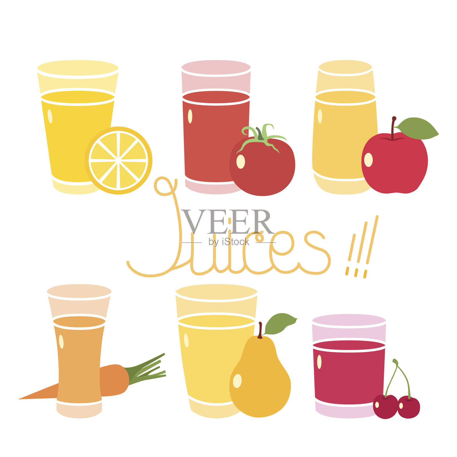 不同的果汁插画图片素材