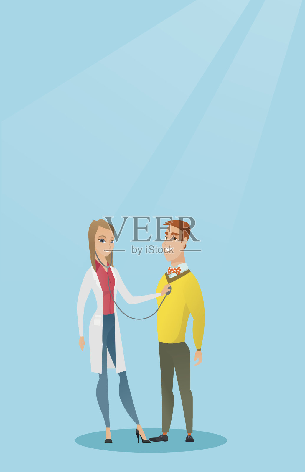 医生在听病人的胸部插画图片素材