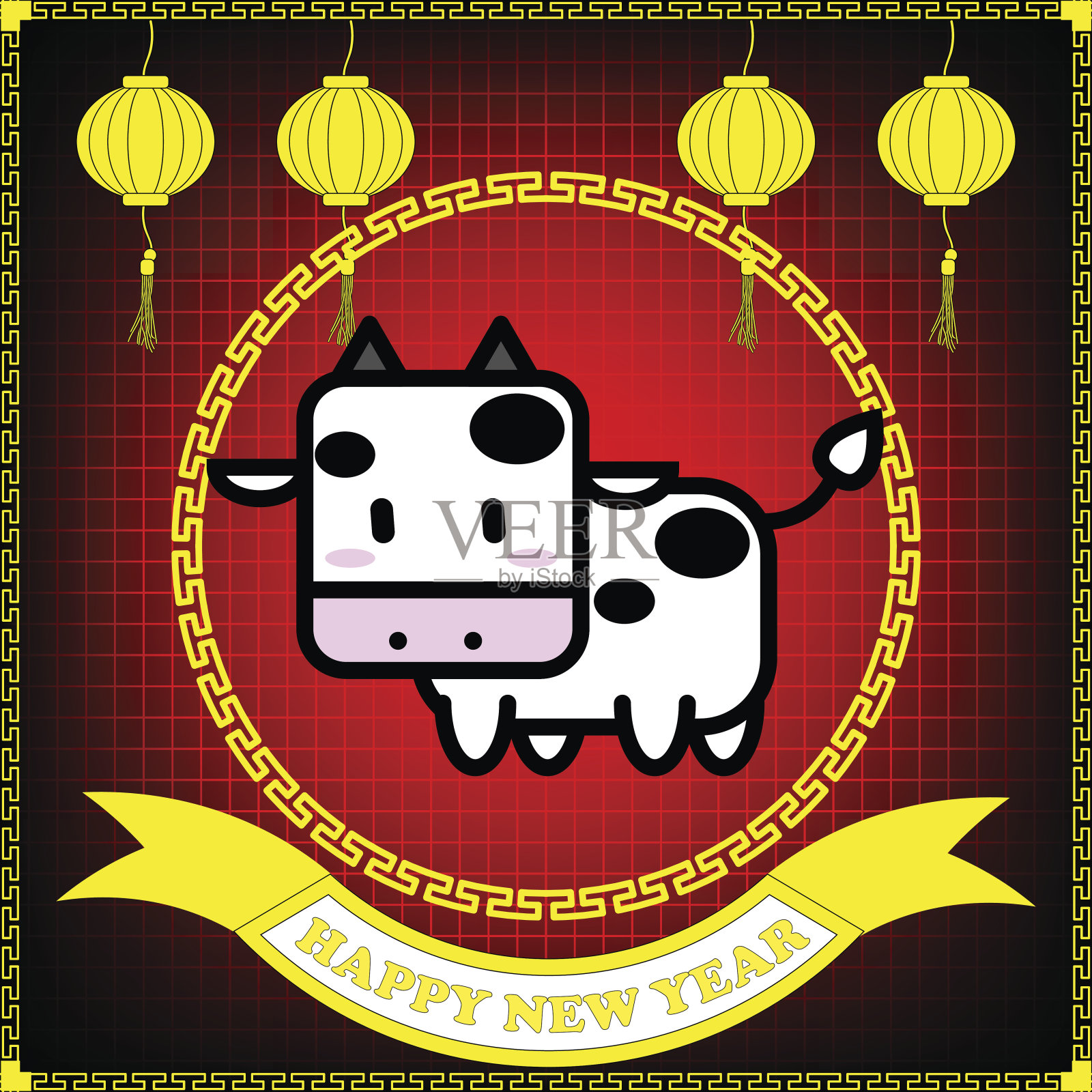 鸡年新年快乐插画图片素材