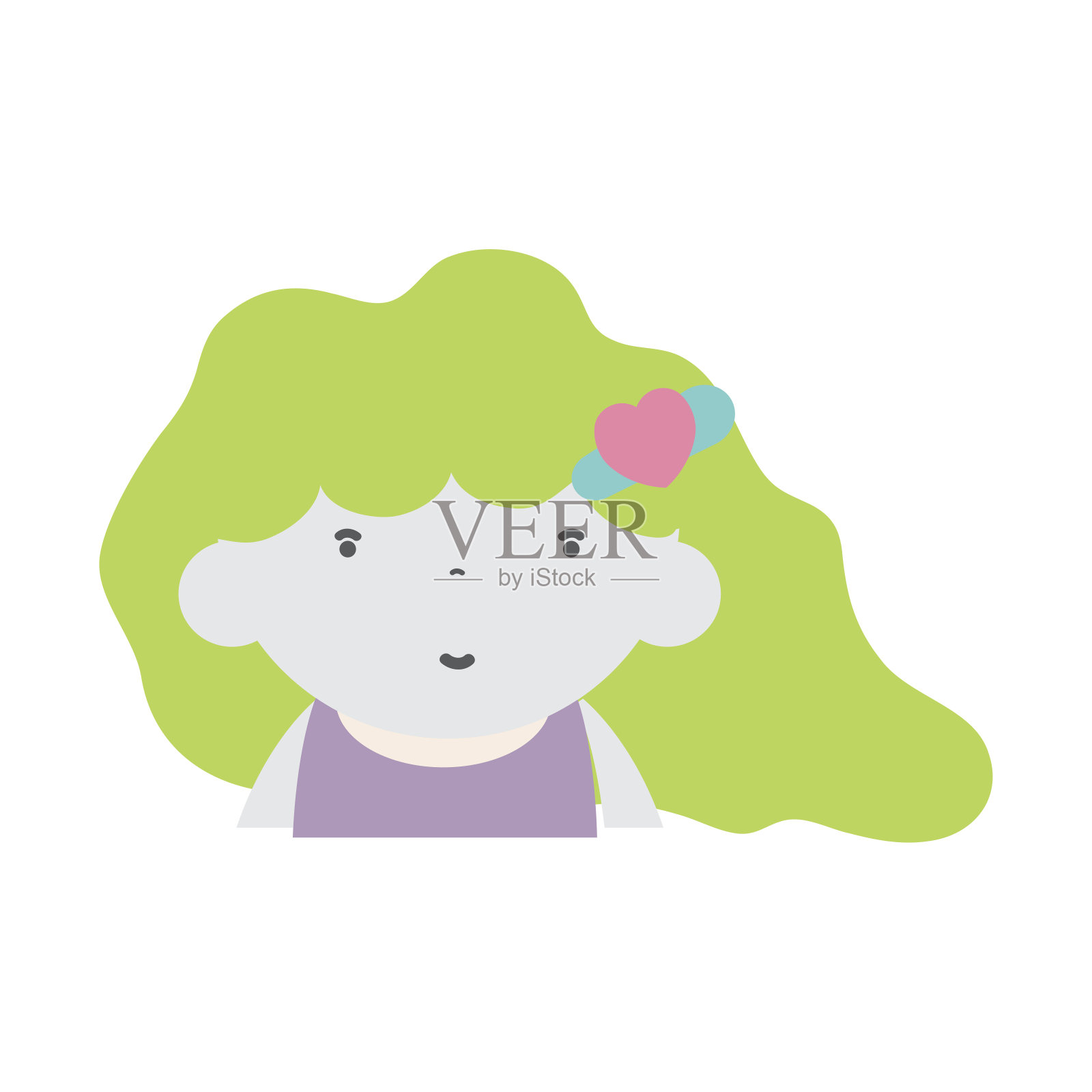 美丽的女孩与发型卡哇伊化身插画图片素材