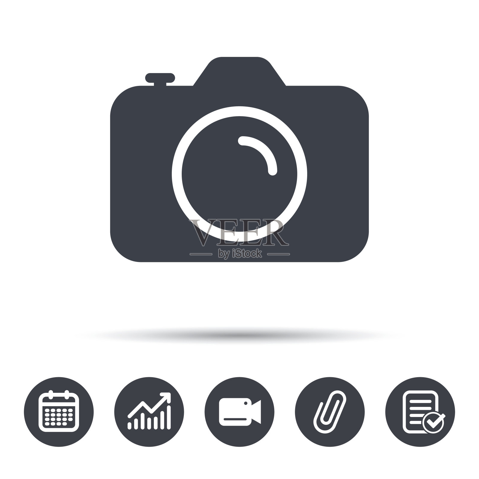 相机图标。专业photocamera迹象。图标素材