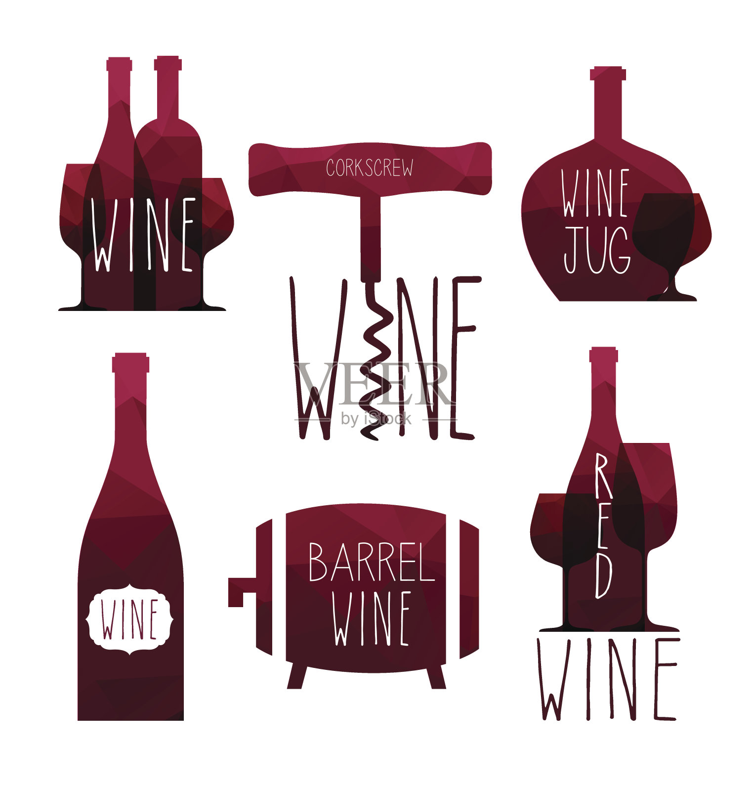 矢量图标集-葡萄酒来自世界上不同的国家插画图片素材