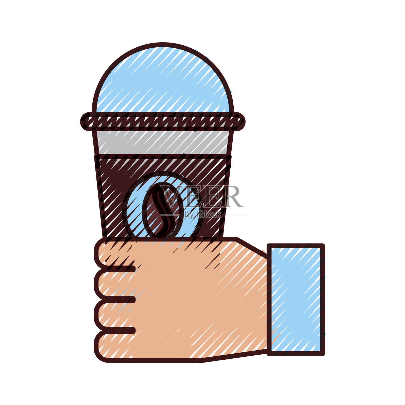 手与咖啡塑料杯图标人类插画图片素材