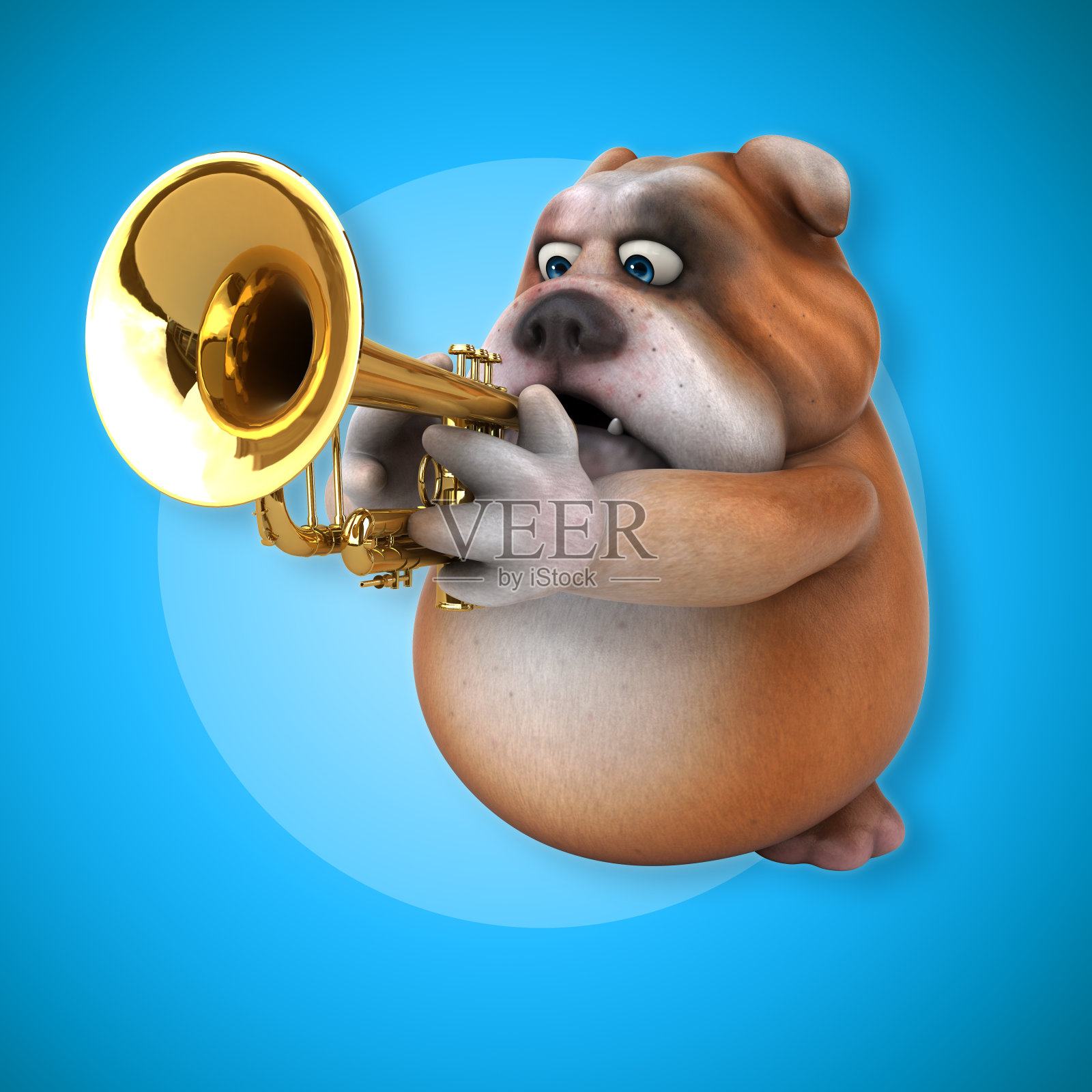 有趣的斗牛犬- 3D插图照片摄影图片