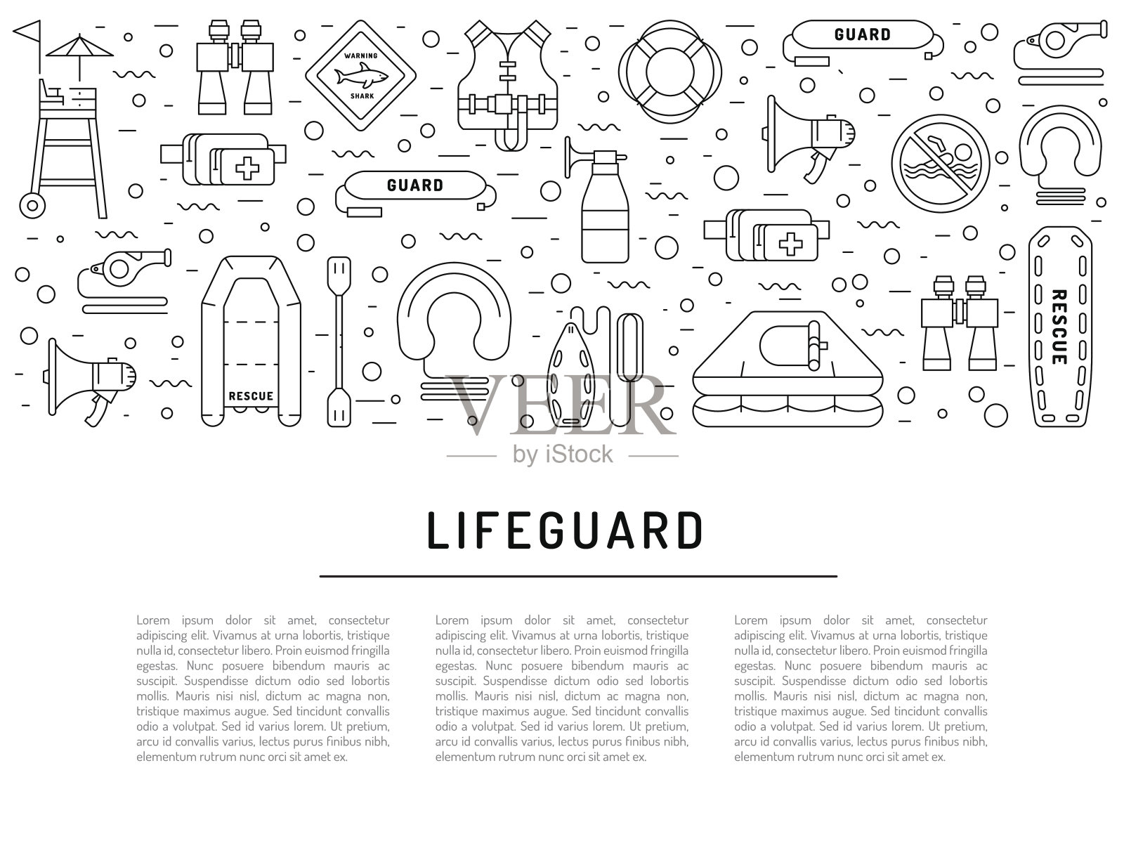 救生员平面轮廓图标插画图片素材