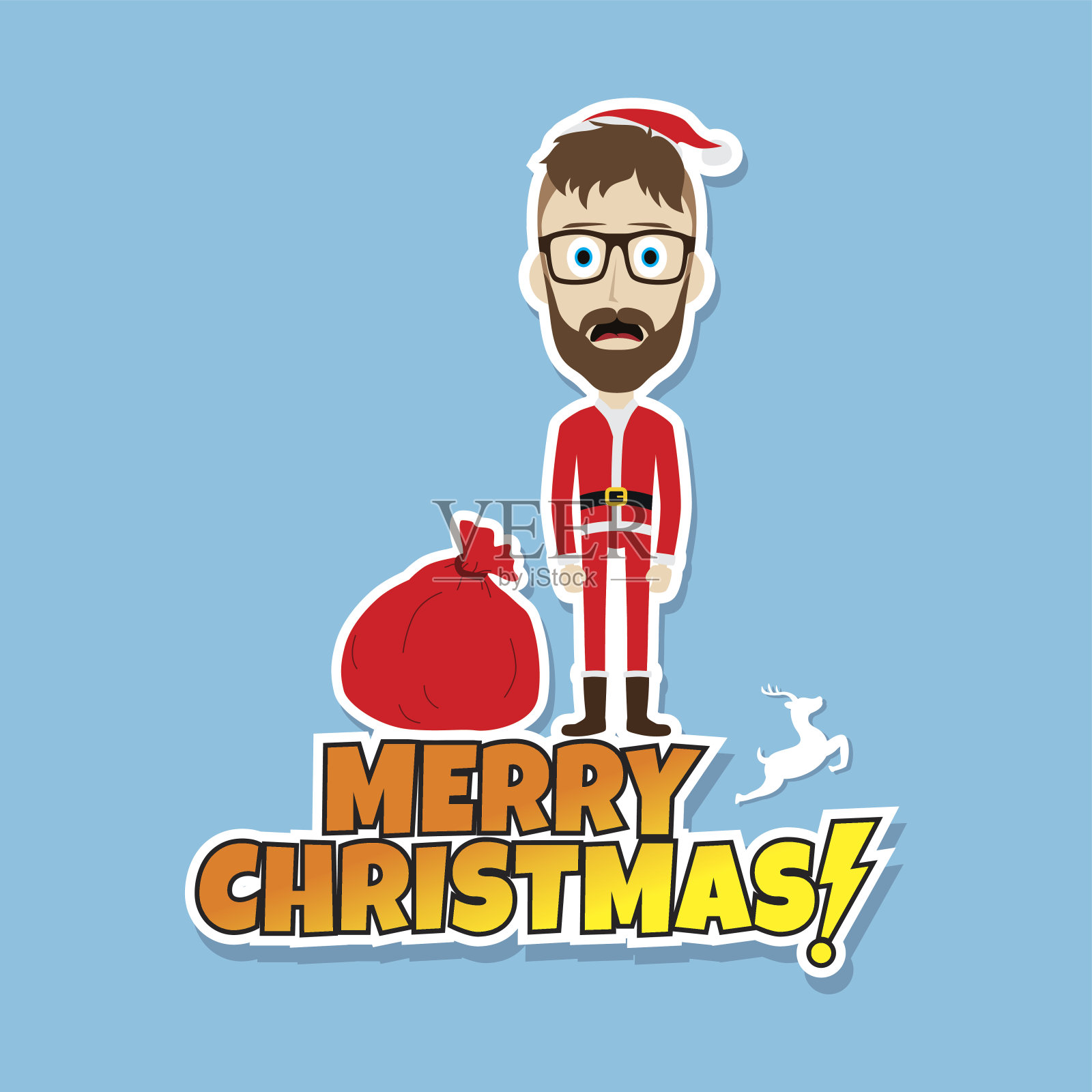 圣诞老人圣诞瘦爸爸插画图片素材