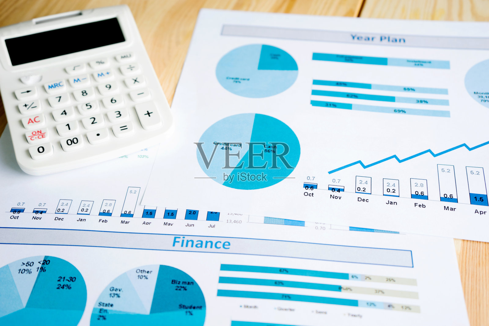 用计算器在白纸上画蓝色的图表照片摄影图片