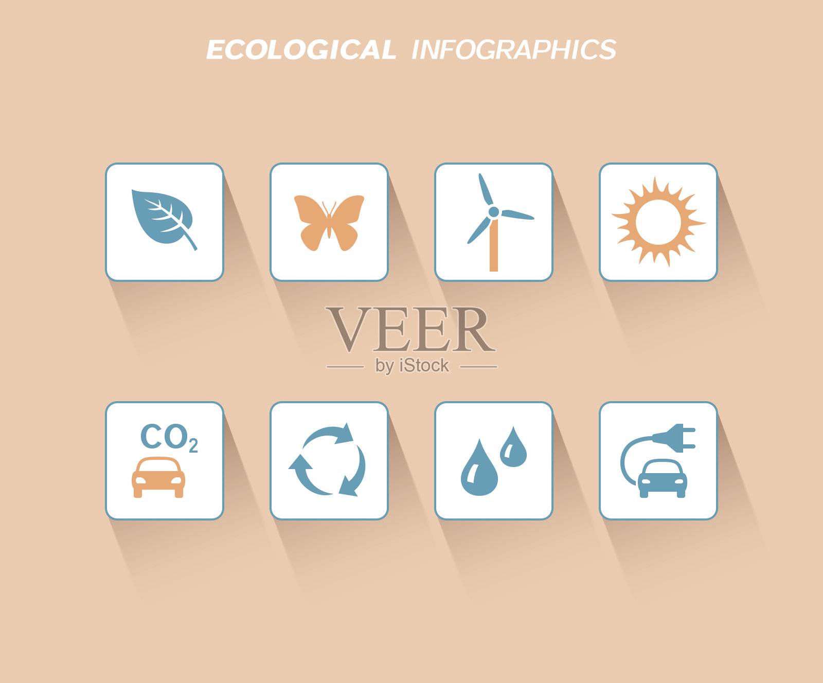 生态信息图形设计与平面图标插画图片素材