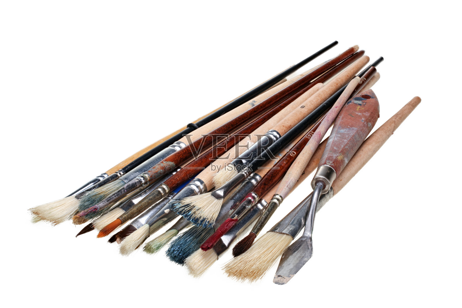 专业的艺术家在白色的背景上刷照片摄影图片