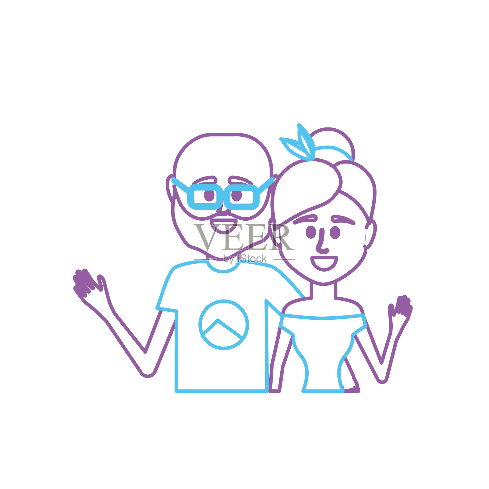 搭配休闲服装排队插画图片素材