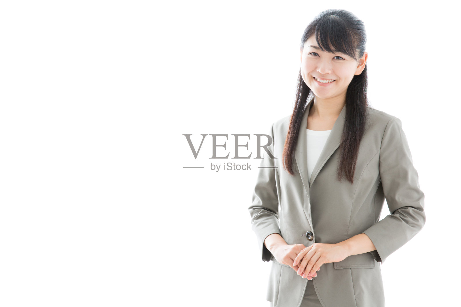 亚洲女商人的肖像孤立在白色的背景照片摄影图片