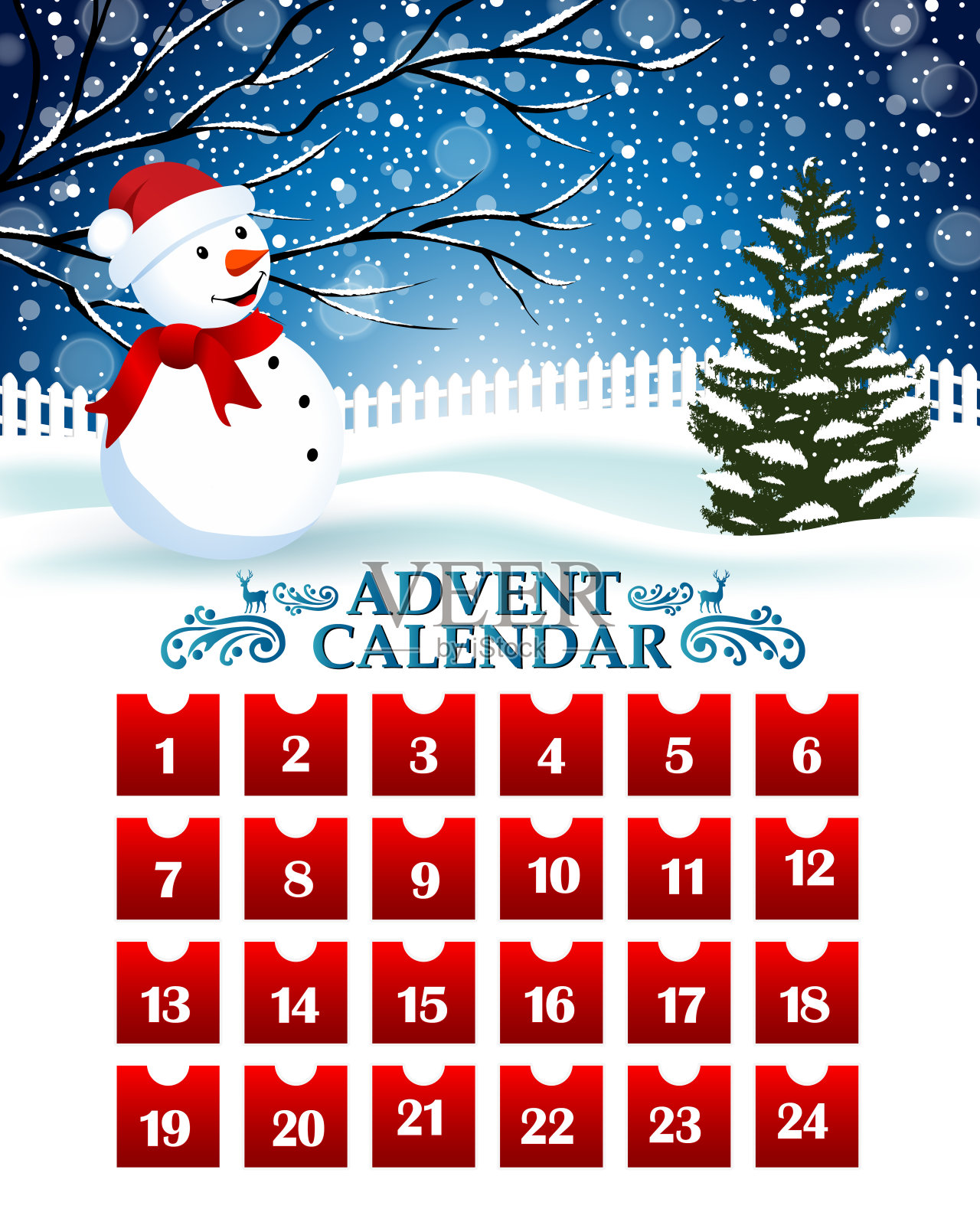 圣诞节倒计时插画图片素材