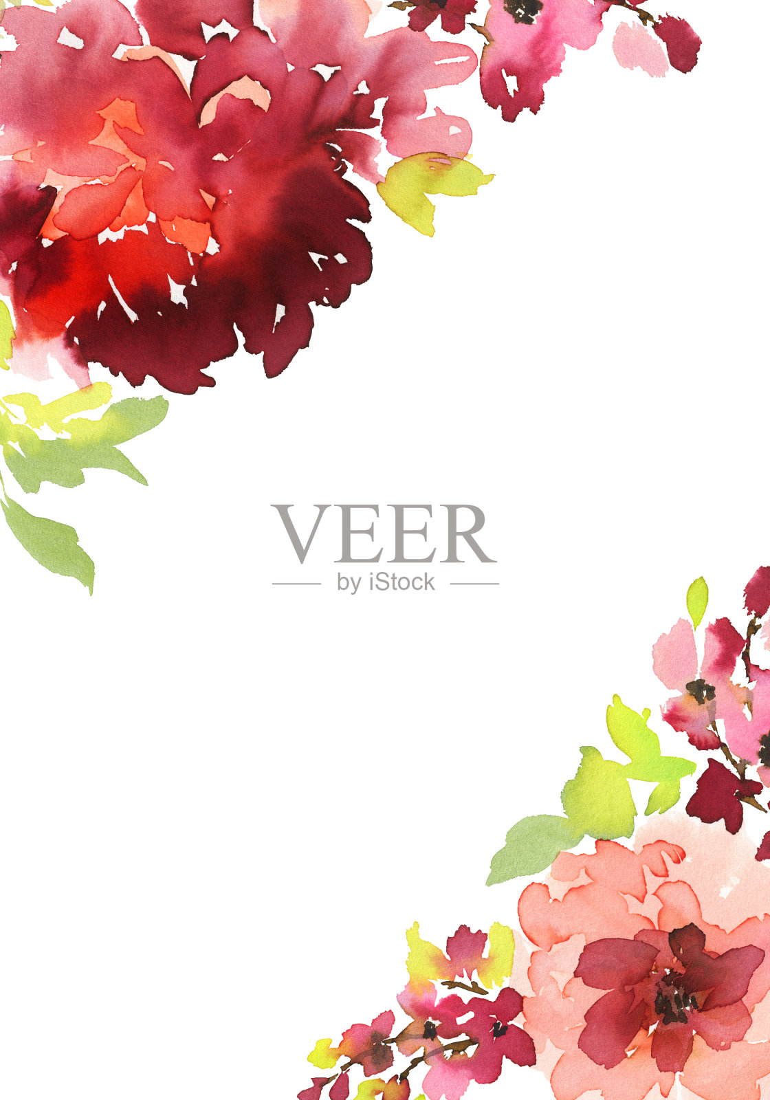 贺卡与水彩花手工制作插画图片素材