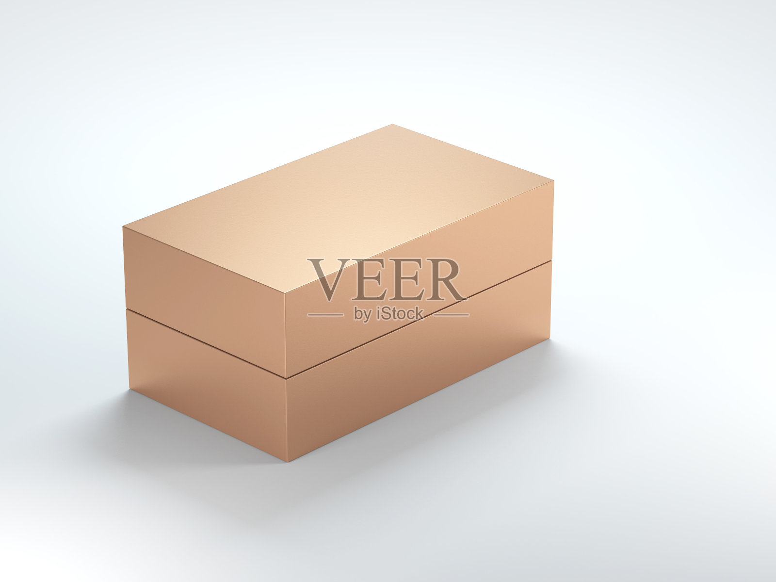白色背景上的金色礼品盒照片摄影图片