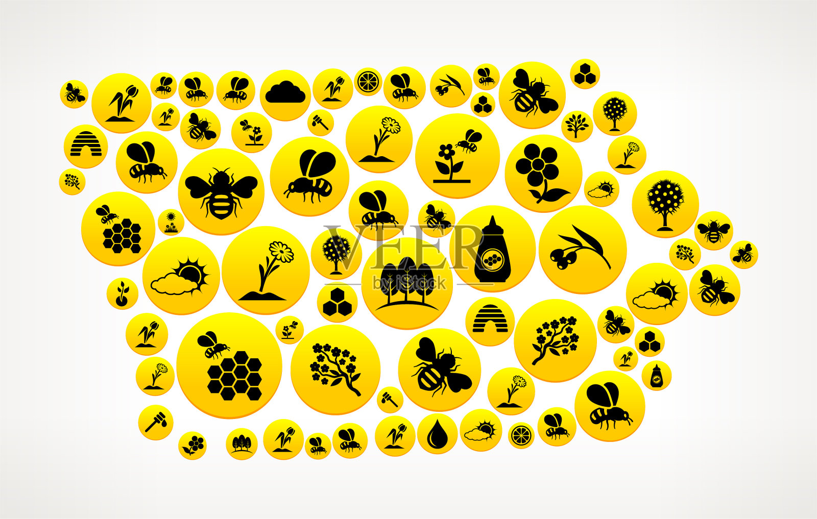 爱荷华蜜蜂向量黄色按钮模式插画图片素材