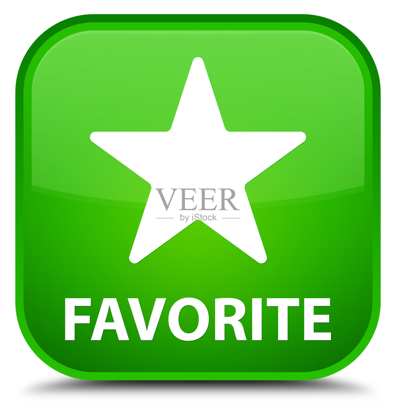 喜欢(星形图标)特殊的绿色方形按钮图标素材