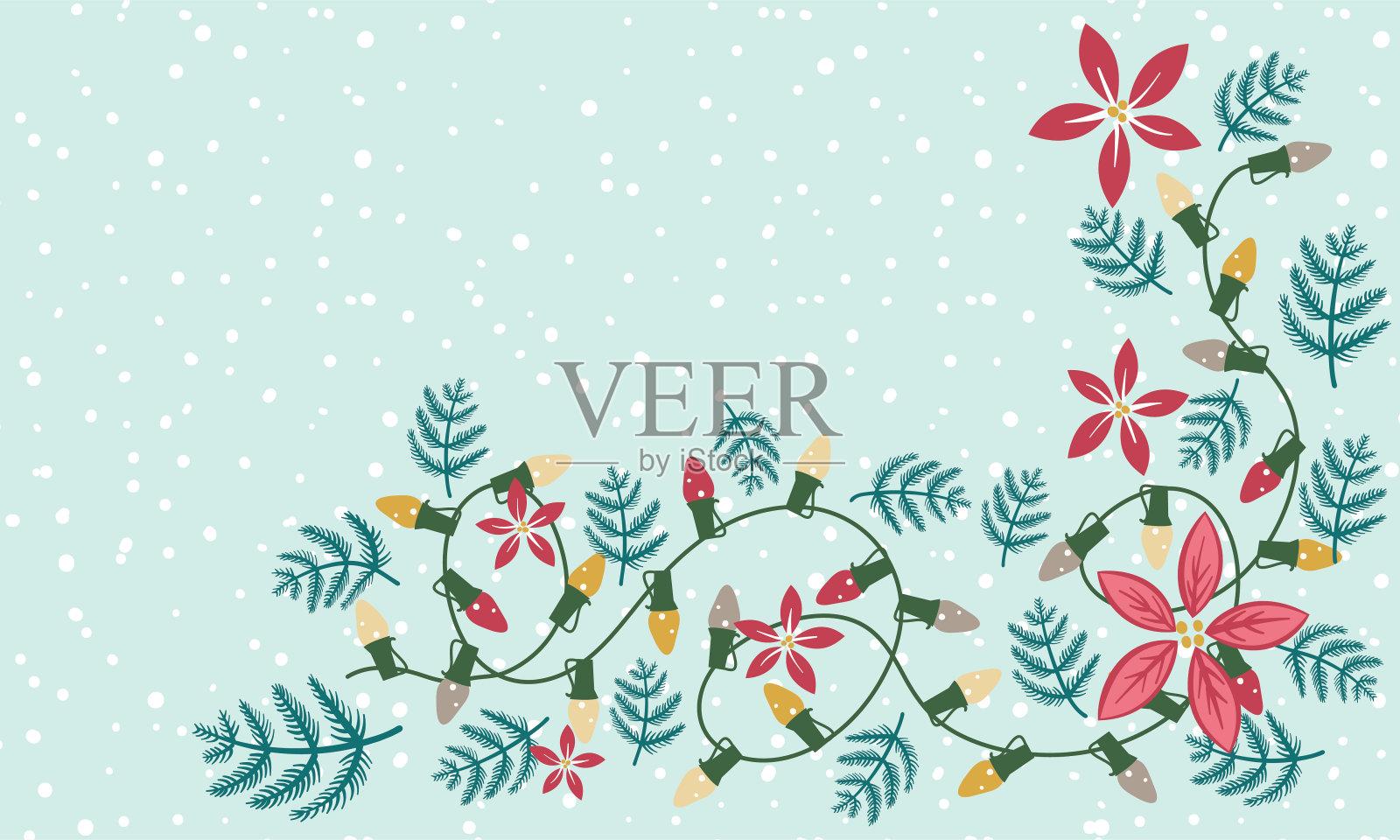 可爱的手绘圣诞背景插画图片素材