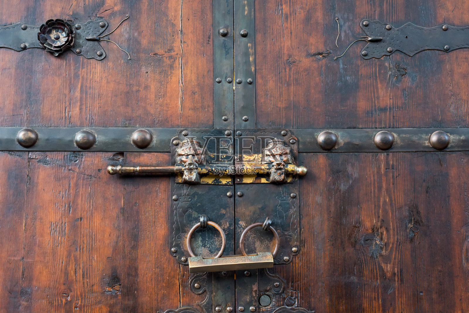 古老的棕色中国传统木门照片摄影图片