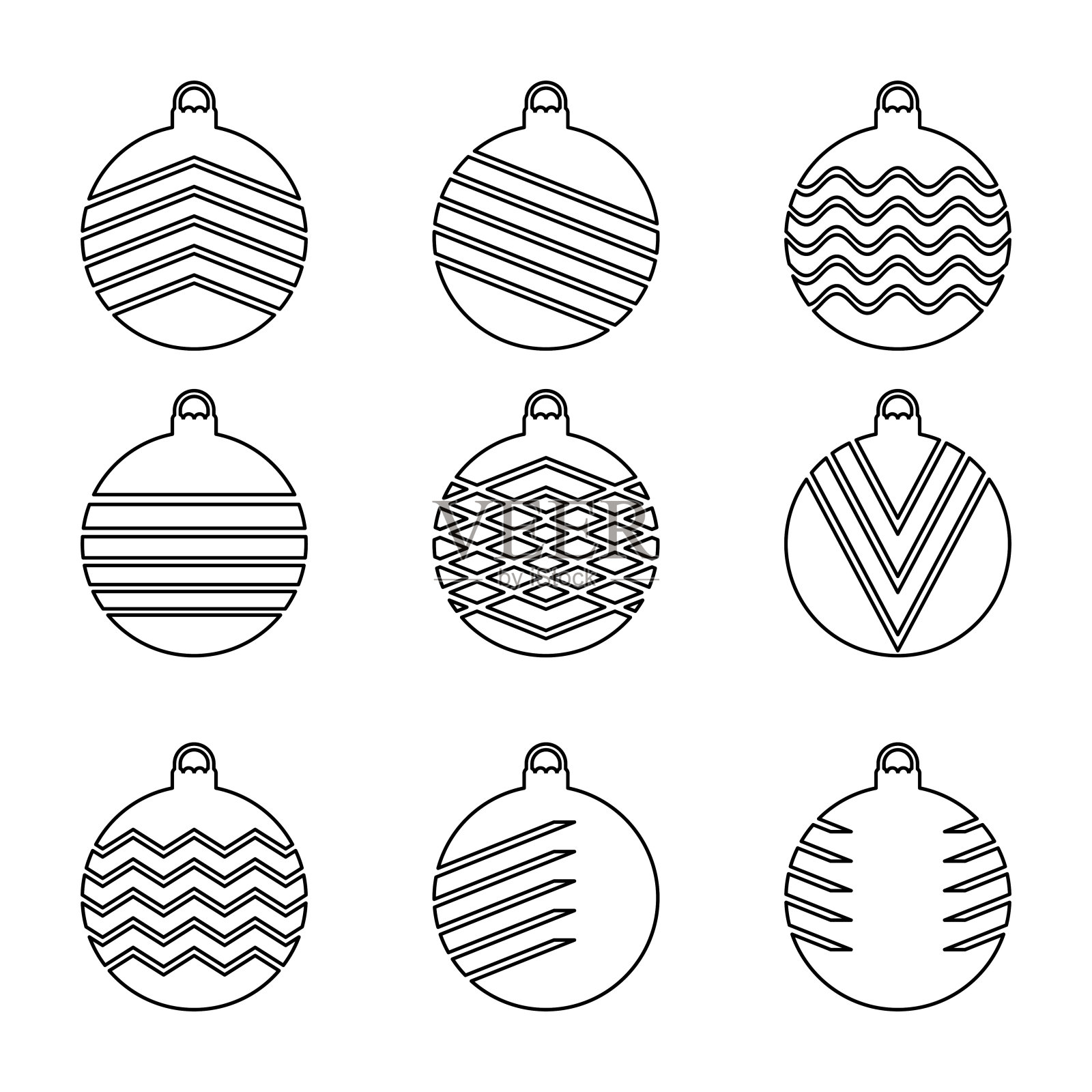 圣诞球内衬图标集插画图片素材