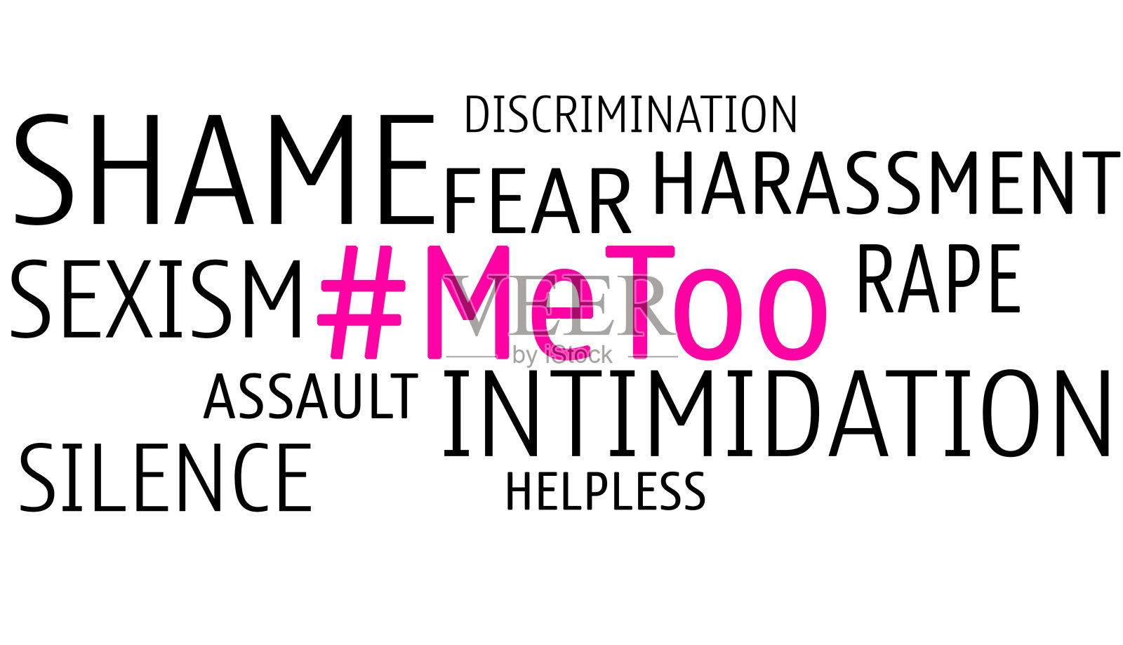 反对骚扰和性别歧视的“#meToo”概念插画图片素材