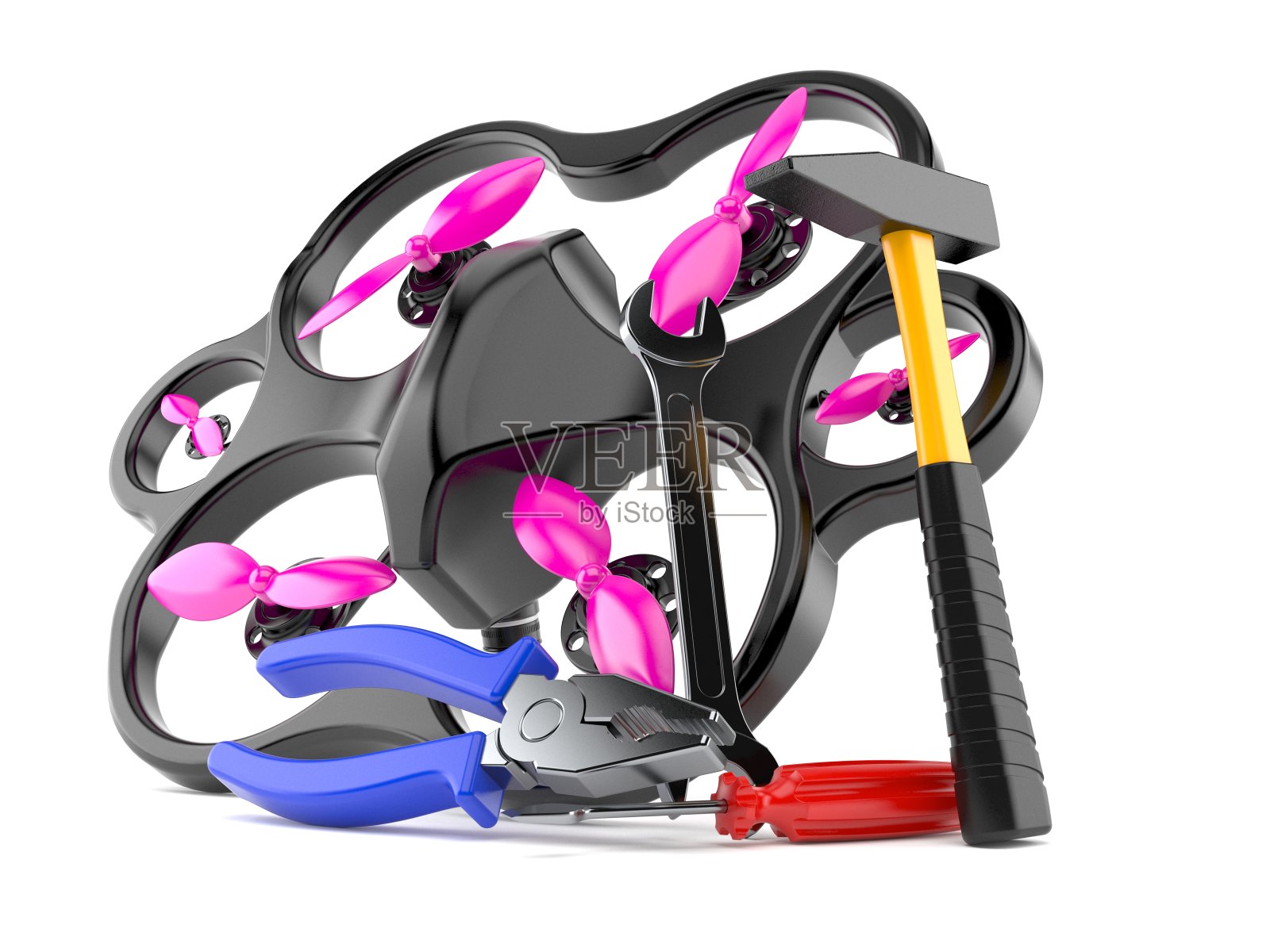 无人机与工作工具照片摄影图片