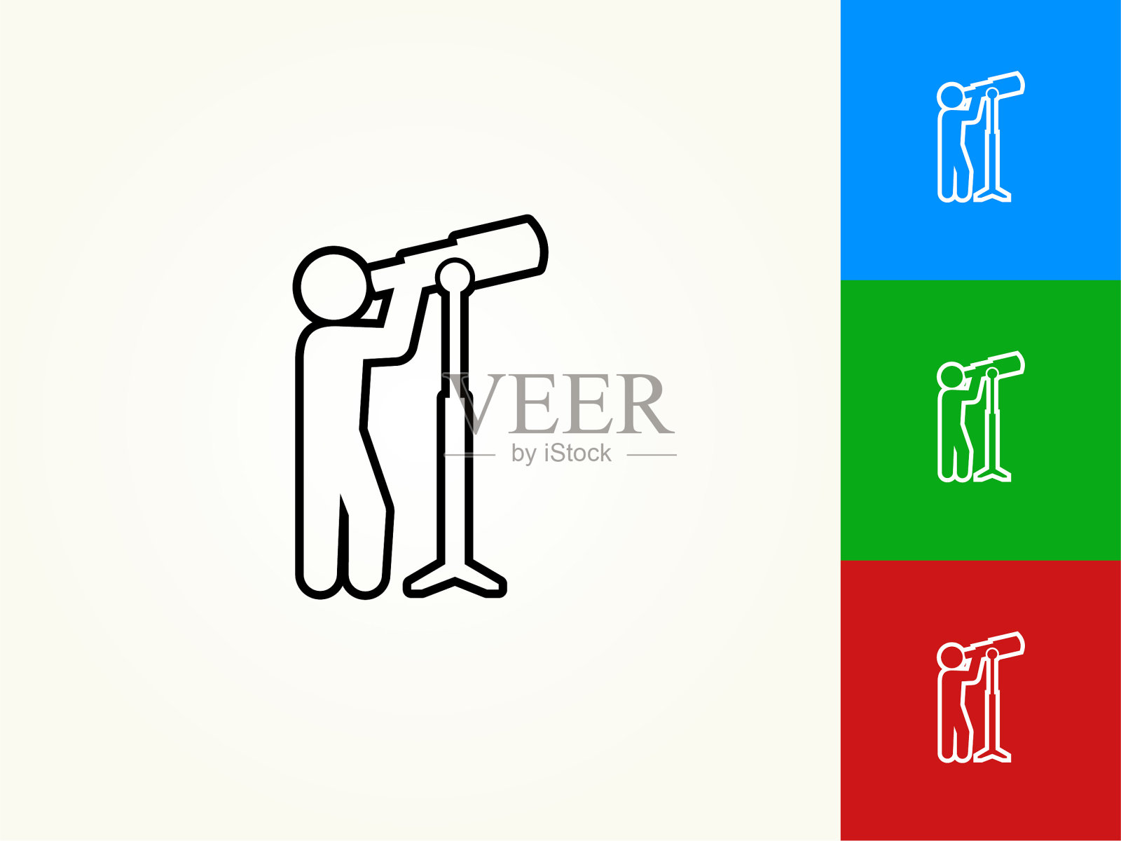 商人和望远镜黑色描线图标设计元素图片