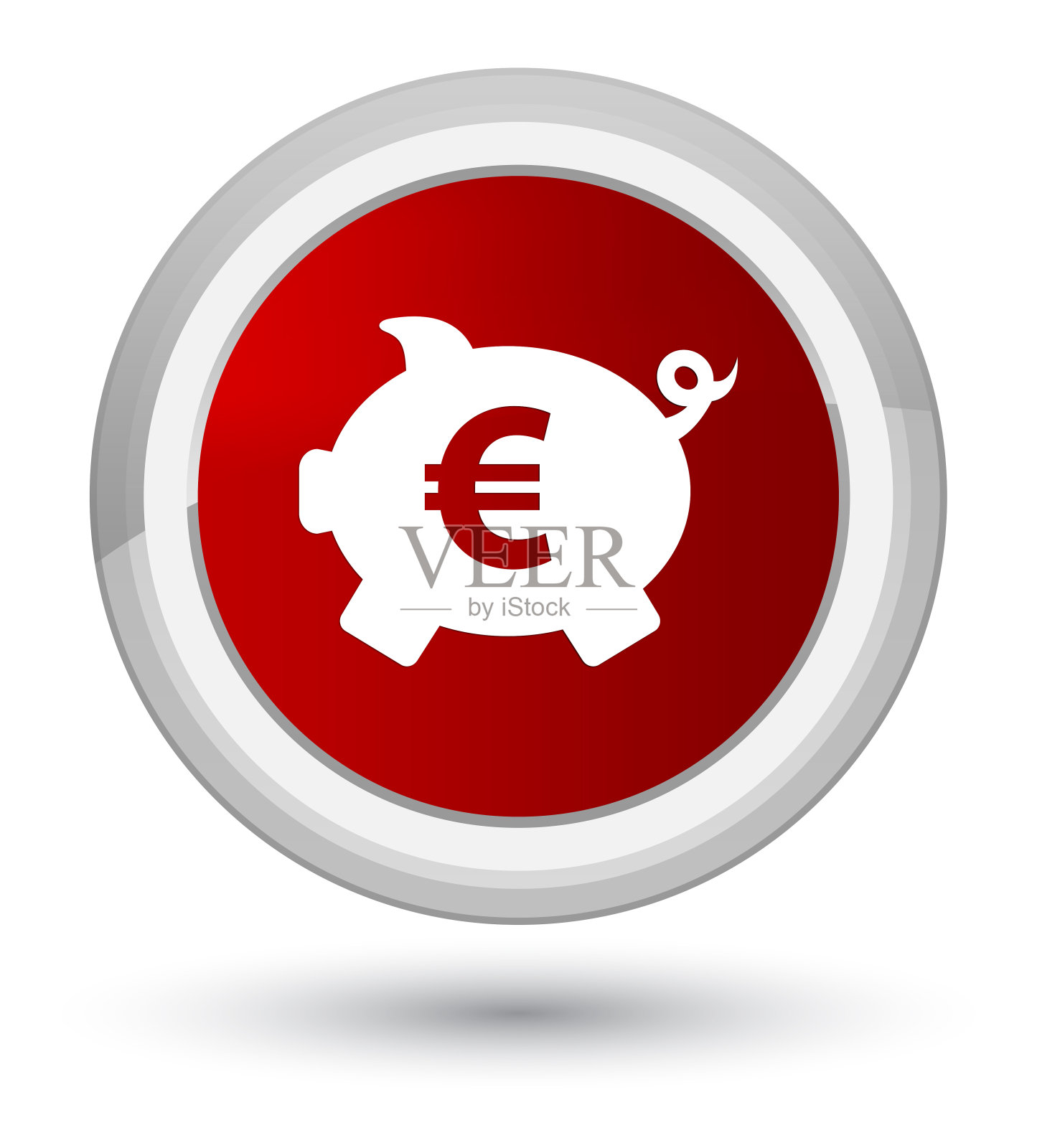 小猪银行欧元标志图标prime红色圆形按钮插画图片素材