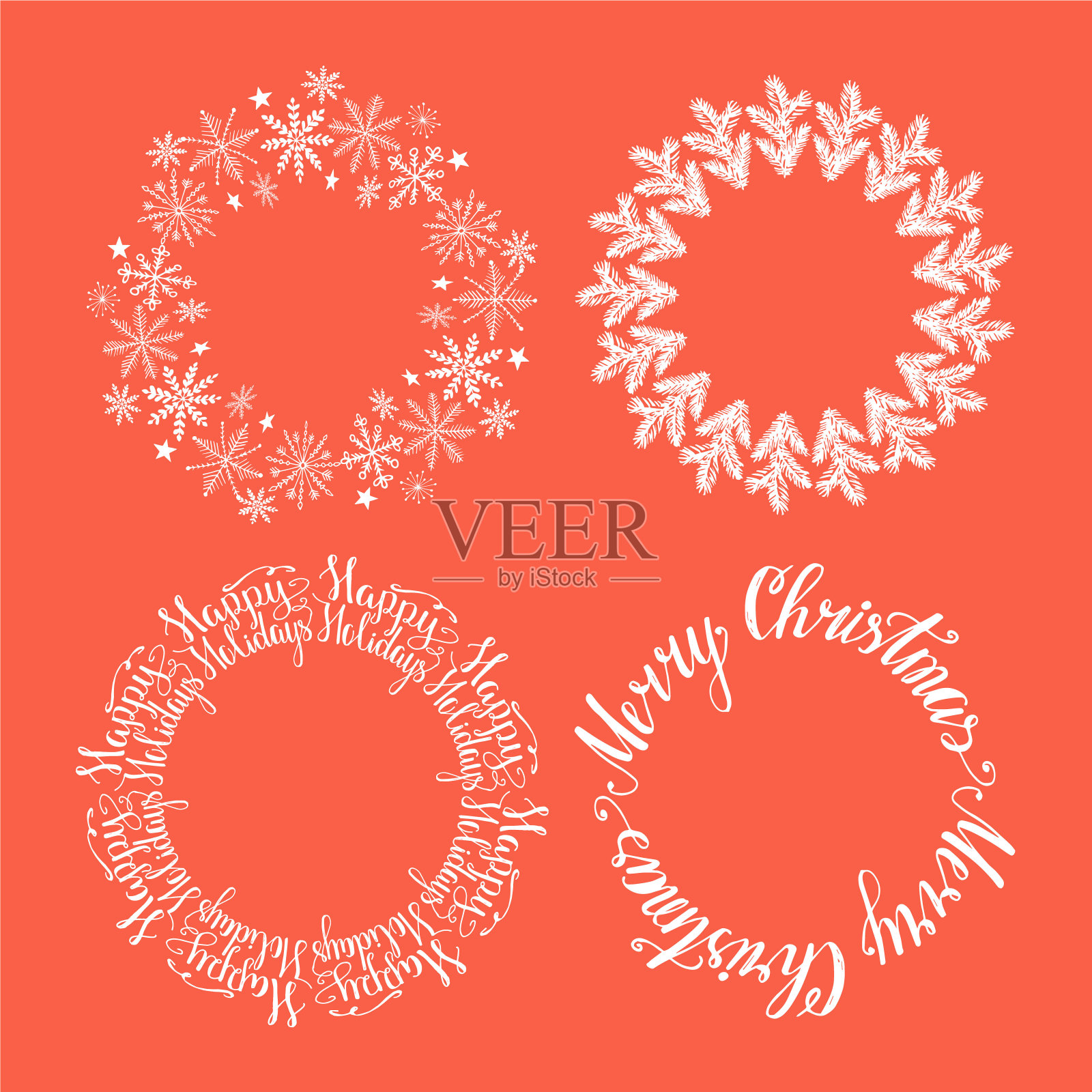 孤立矢量圣诞花环插画图片素材