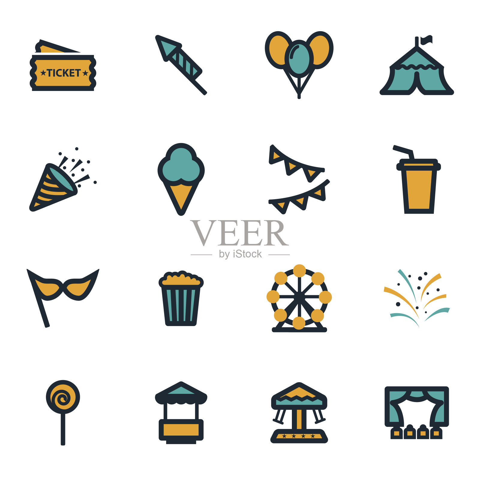 矢量平面嘉年华图标集图标素材