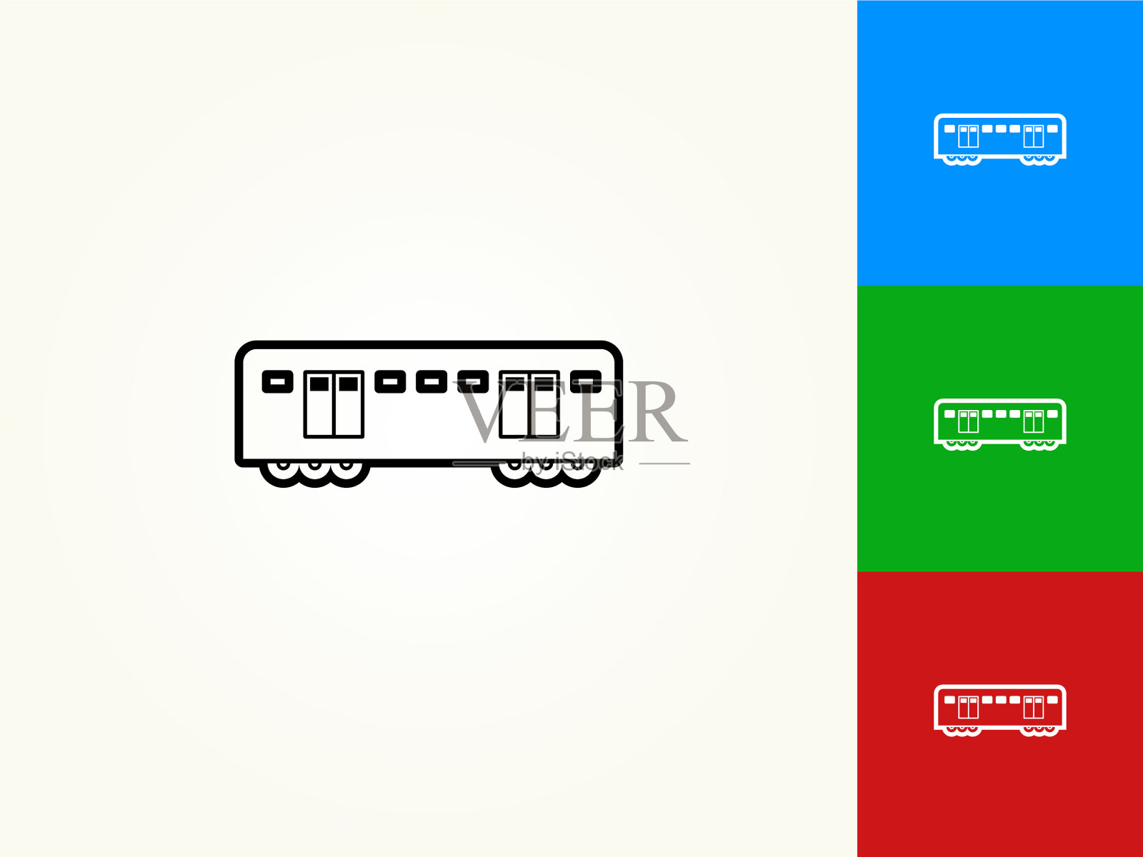 火车黑色描边线性图标插画图片素材
